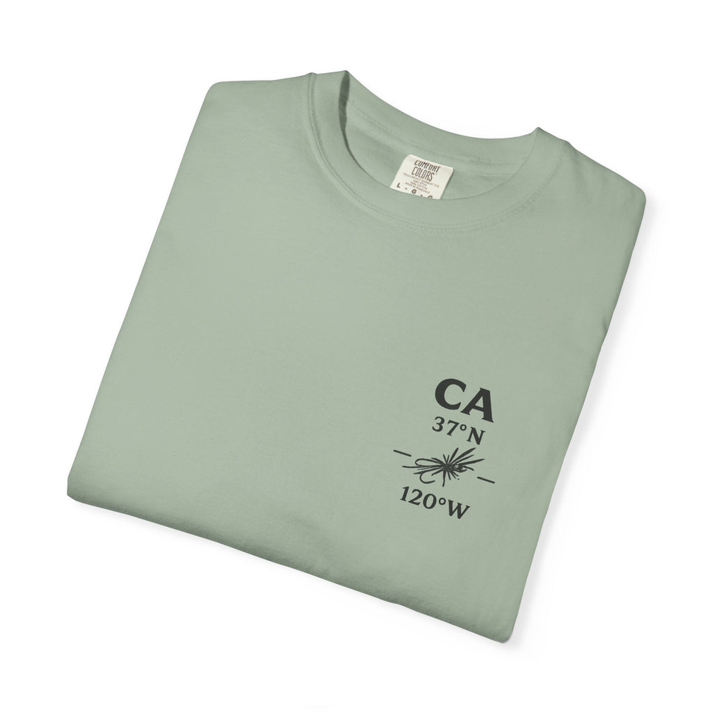 California - State Fly Fishing Badge — Rugged Cotton Tee