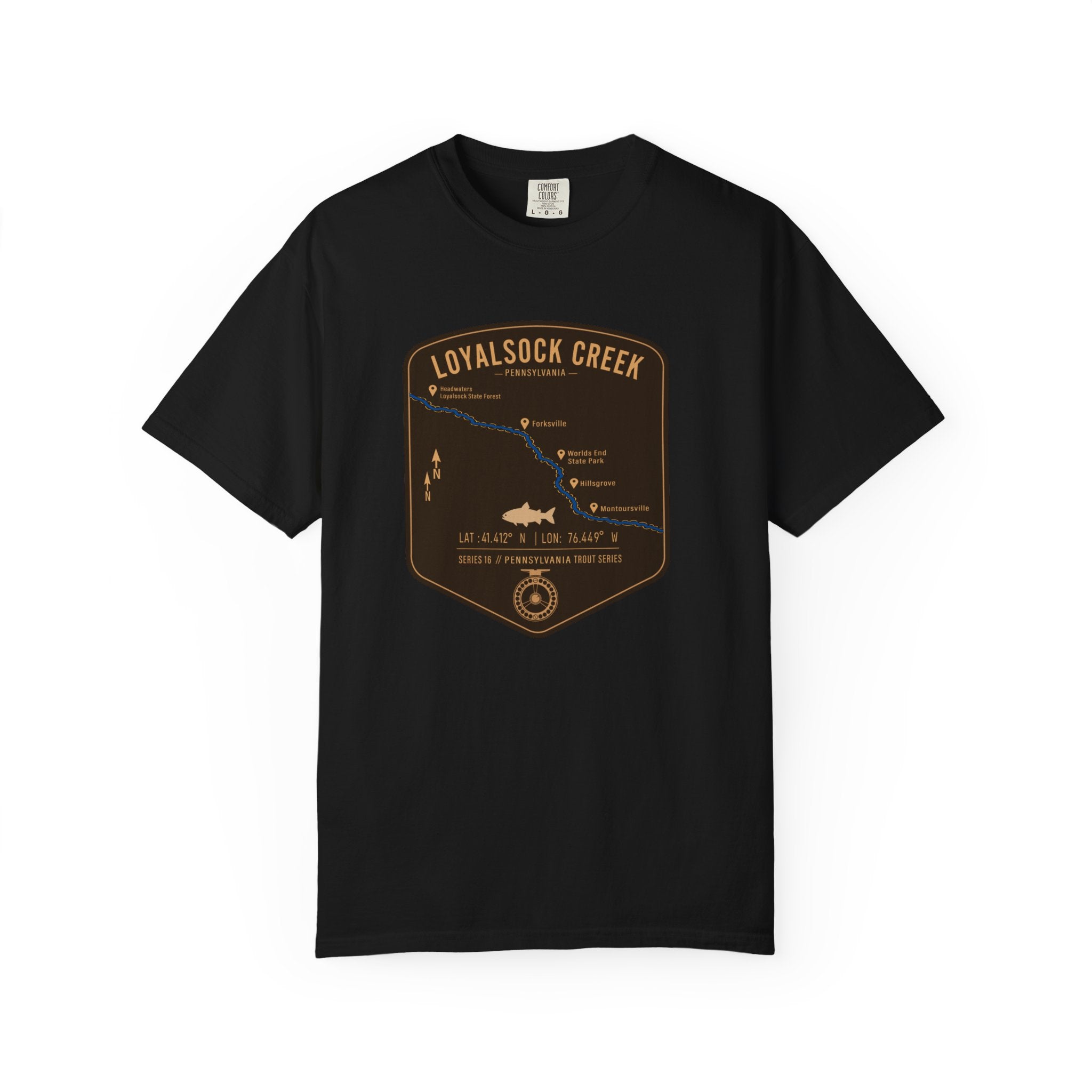 Loyalsock Creek PA Fishing Map | Rugged Cotton Trout Tee
