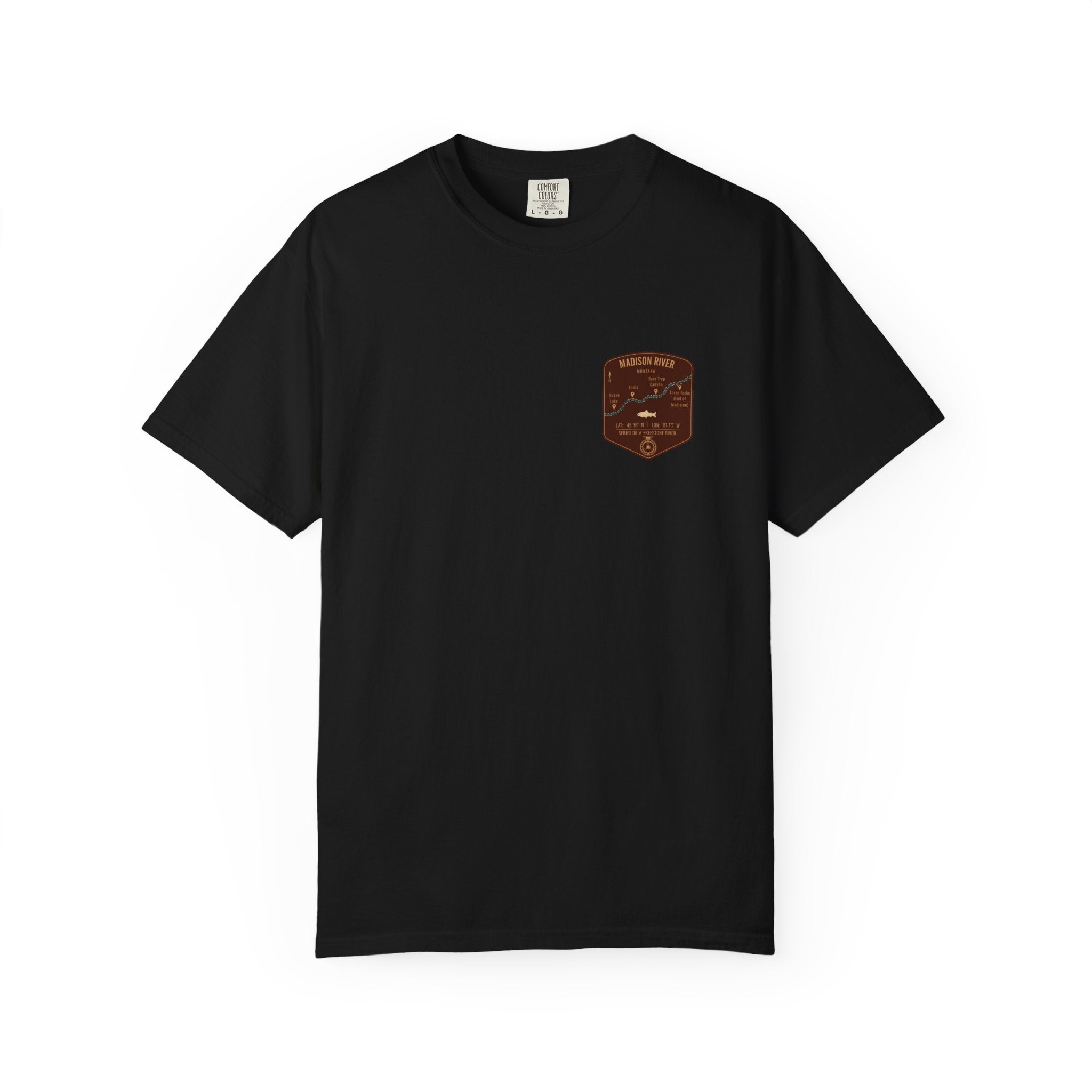 Madison River Fishing Map Pocket-Size Patch — Rugged Cotton Tee