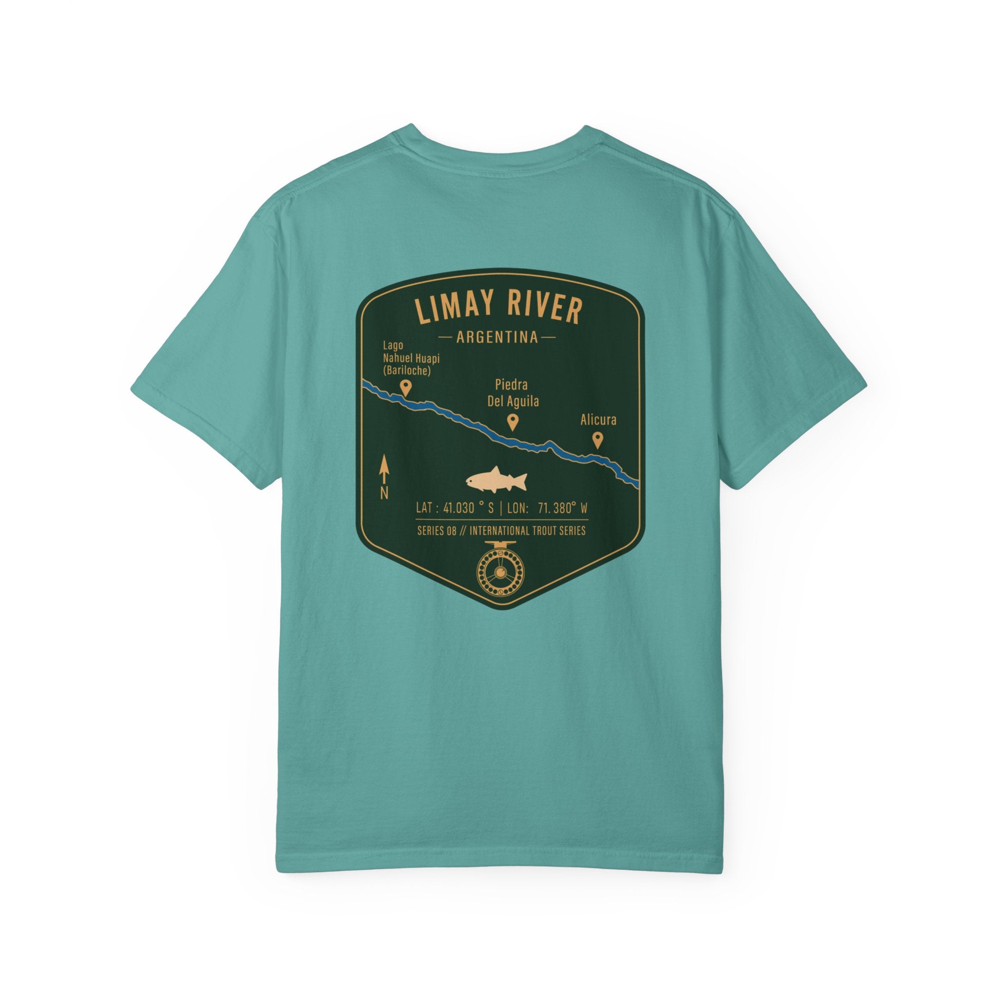 Limay River Argentina Fly Fishing T-Shirt - Patagonia Trout Series Vintage Graphic Tee - Premium Gift for Anglers and Adventure Travelers