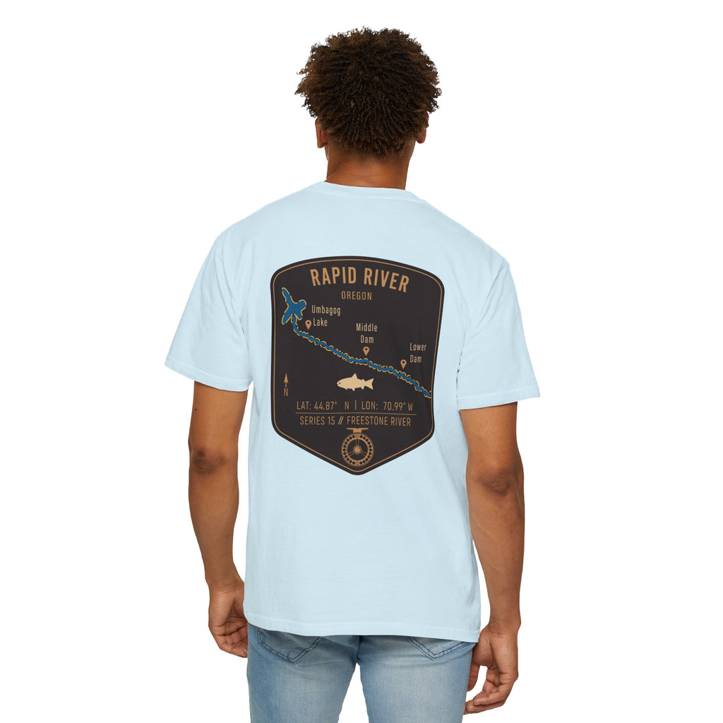 Rapid River Oregon Fly Fishing T-Shirt - Vintage River Map Graphic Tee - Premium Angler Gift