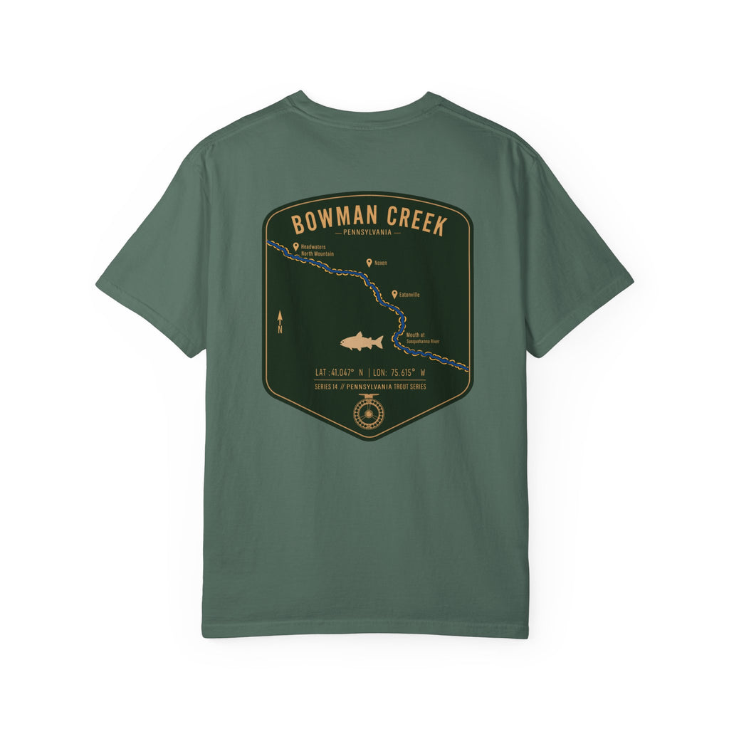 Bowman Creek Pennsylvania Fly Fishing T-Shirt - Series 14 Trout Map Tee for Anglers