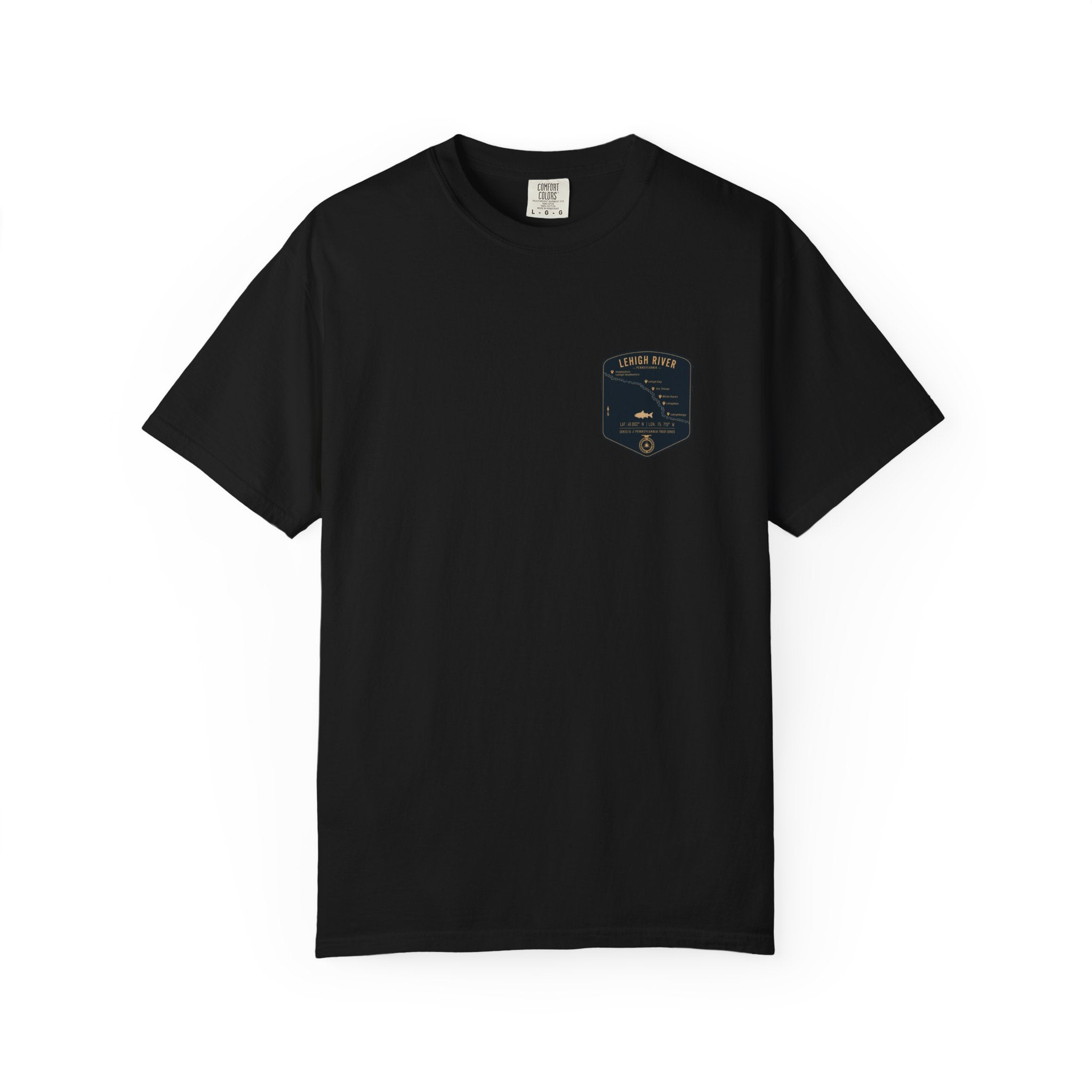 Lehigh River Fishing Map Pocket-Size Patch — Rugged Cotton Tee