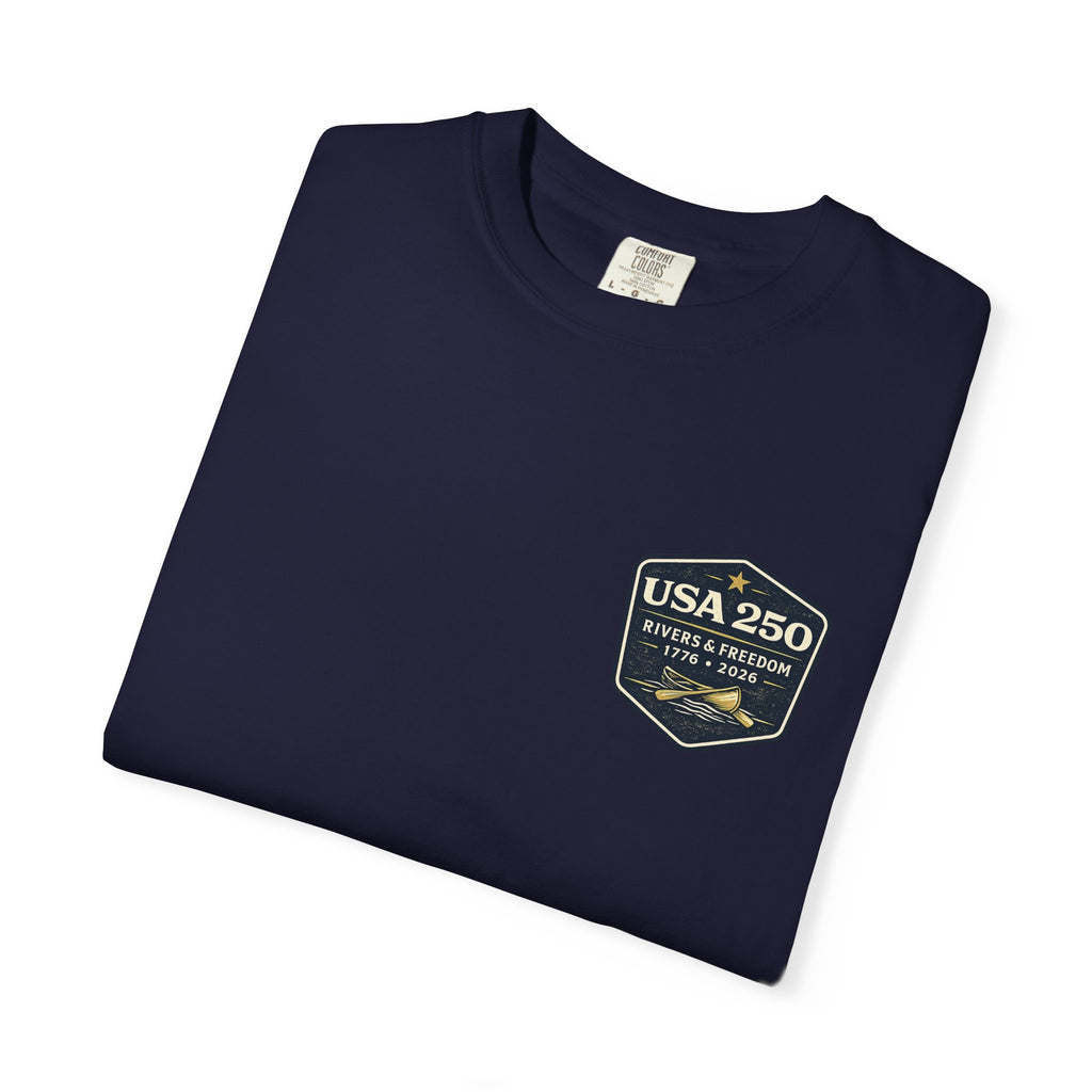 USA 250 River Heritage Light Color Back Badge Rugged Cotton Tee
