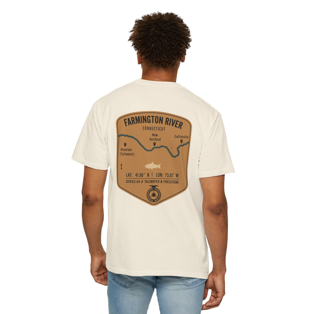Farmington River Connecticut Fly Fishing T-Shirt - Vintage Trout Angler Map Tee - Tailwater & Freestone Series