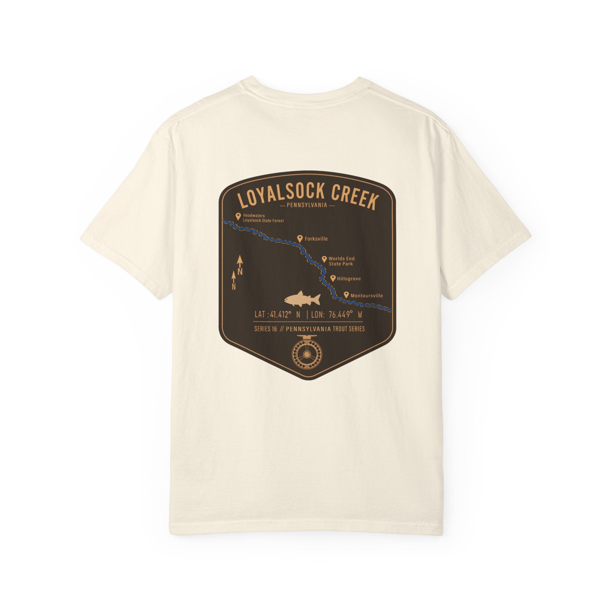Loyalsock Creek Pennsylvania Fly Fishing T-Shirt - Vintage Trout Series Map Tee for Anglers and Outdoorsmen
