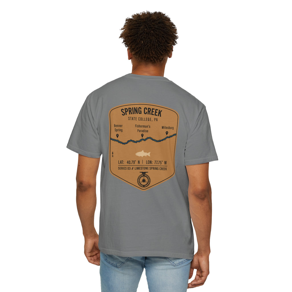 Spring Creek State College PA Fly Fishing T-Shirt - Fisherman's Paradise Trout Map Tee - Premium Pennsylvania Outdoor Apparel