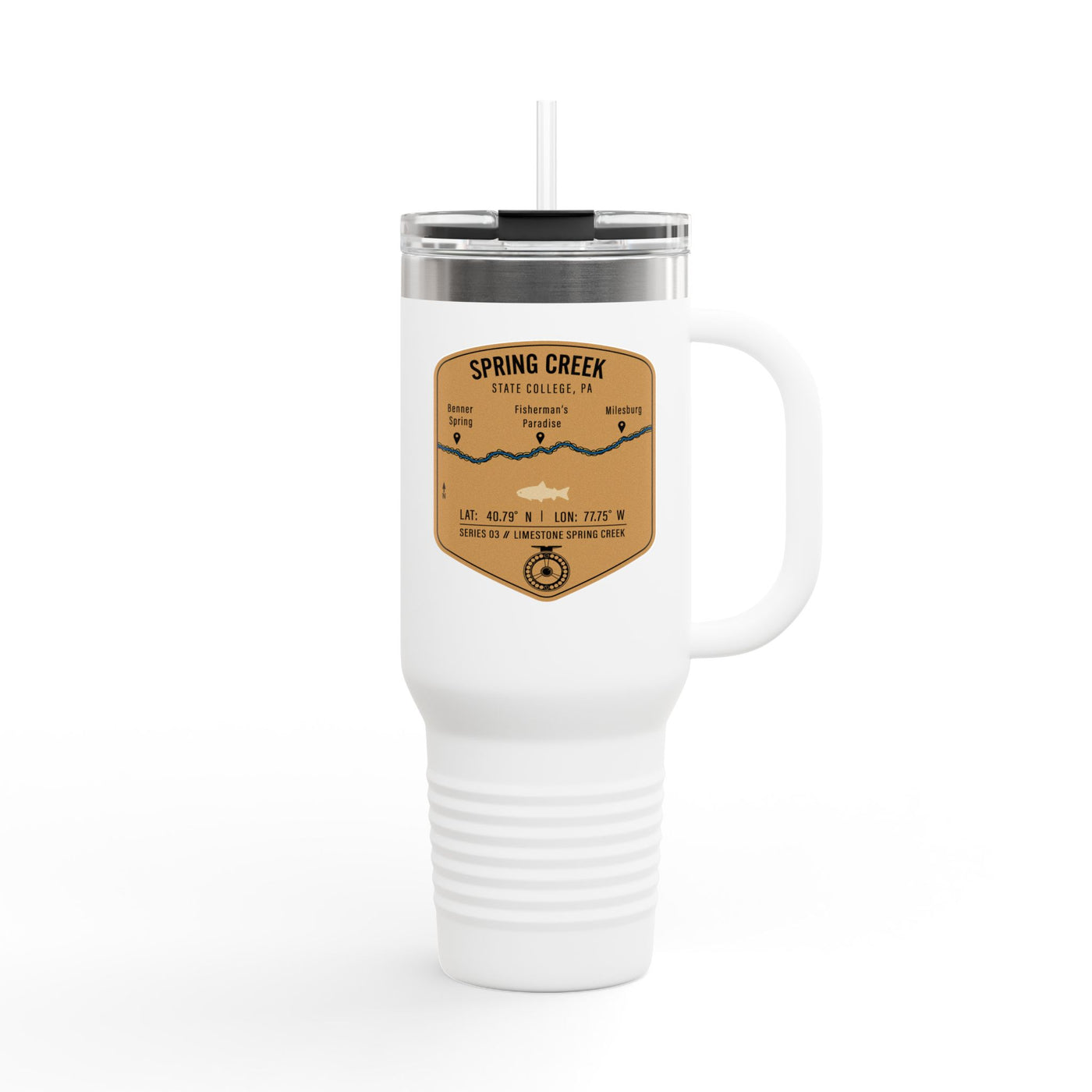Spring Creek Fishing Badge Travel Mug | 40oz Insulated Tumbler
