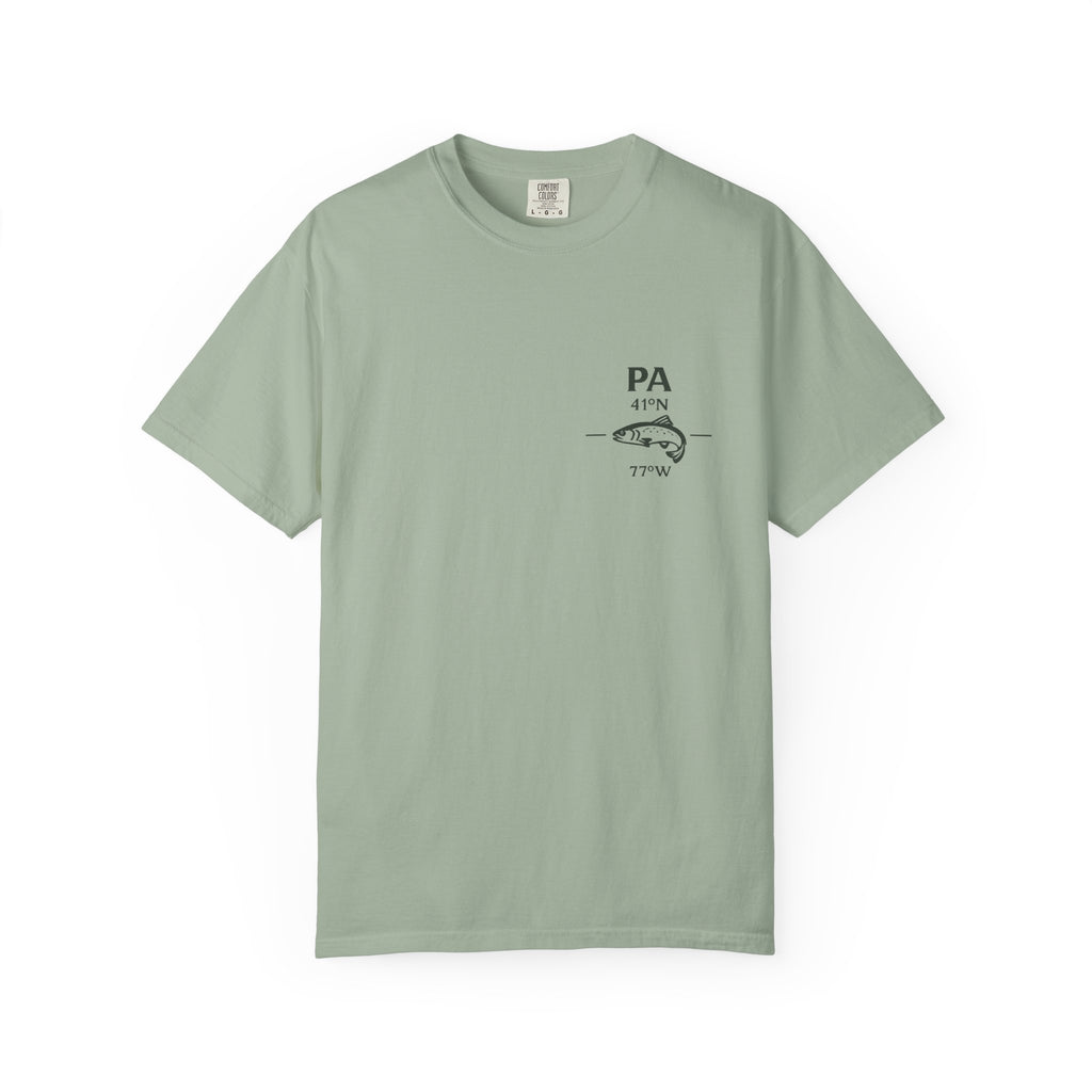 Upper Delaware River Fly Fishing T-Shirt - Vintage Hancock NY PA Map Design - Premium Angler Gift Tee