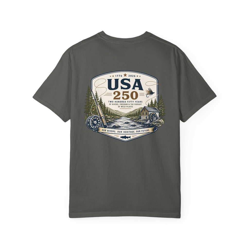 USA 250 River Heritage Light Color Back Badge Rugged Cotton Tee