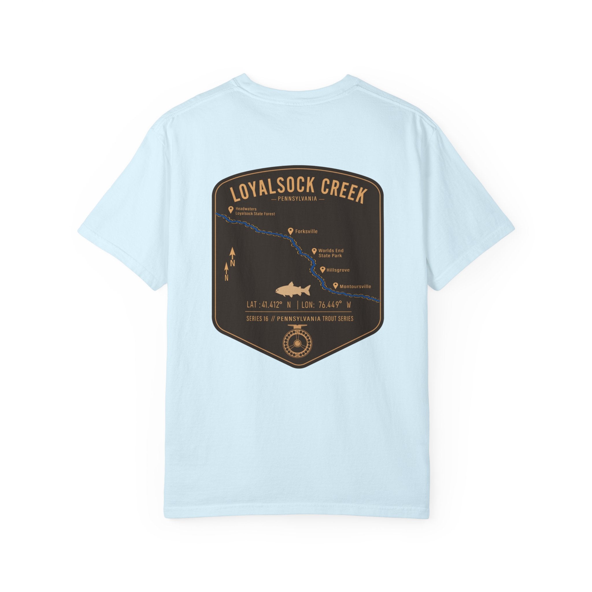 Loyalsock Creek Pennsylvania Fly Fishing T-Shirt - Vintage Trout Series Map Tee for Anglers and Outdoorsmen