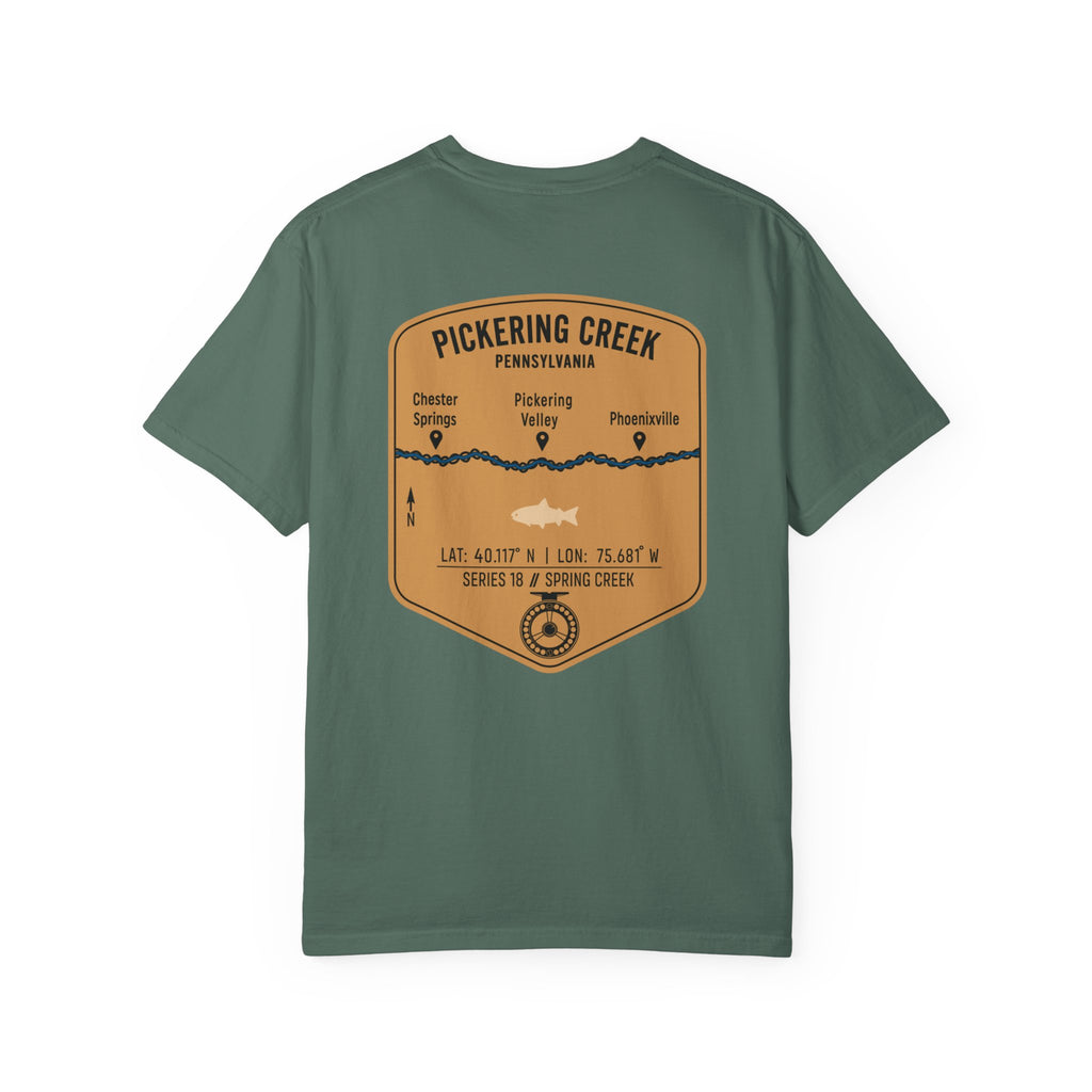 Pickering Creek Pennsylvania Fly Fishing T-Shirt - Chester Springs Phoenixville PA Angler Gift - Vintage Badge Tee