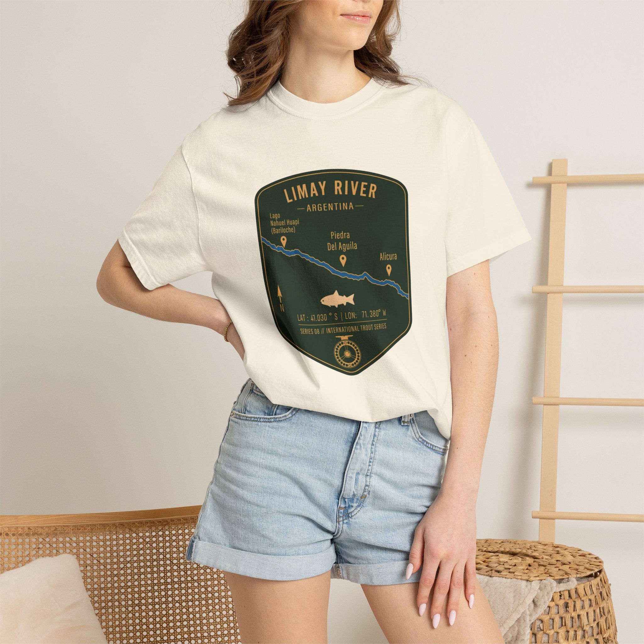 Global Series - Limay River Argentina Fishing Map | Rugged Cotton Trout Tee
