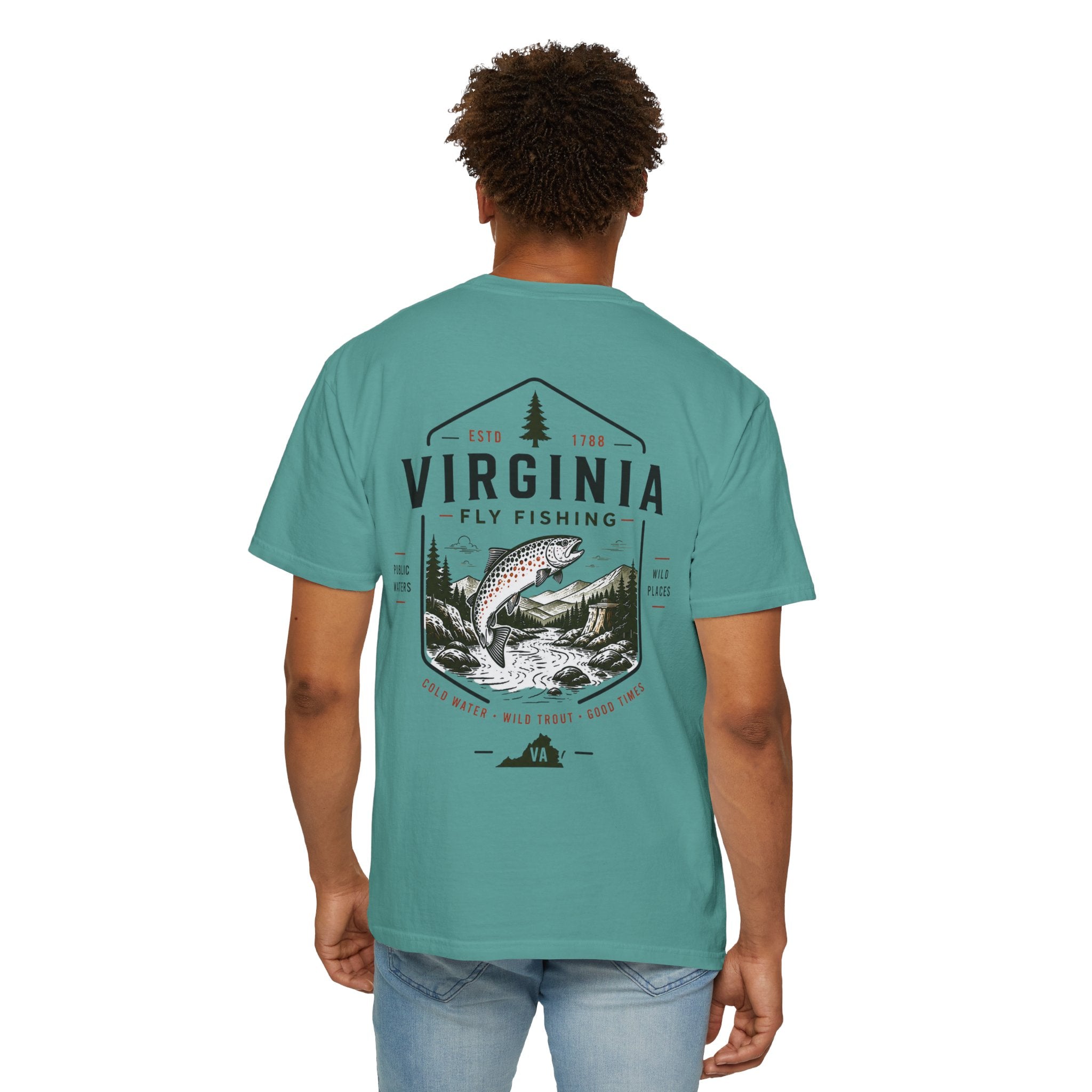 Virginia - State Fly Fishing Badge — Rugged Cotton Tee