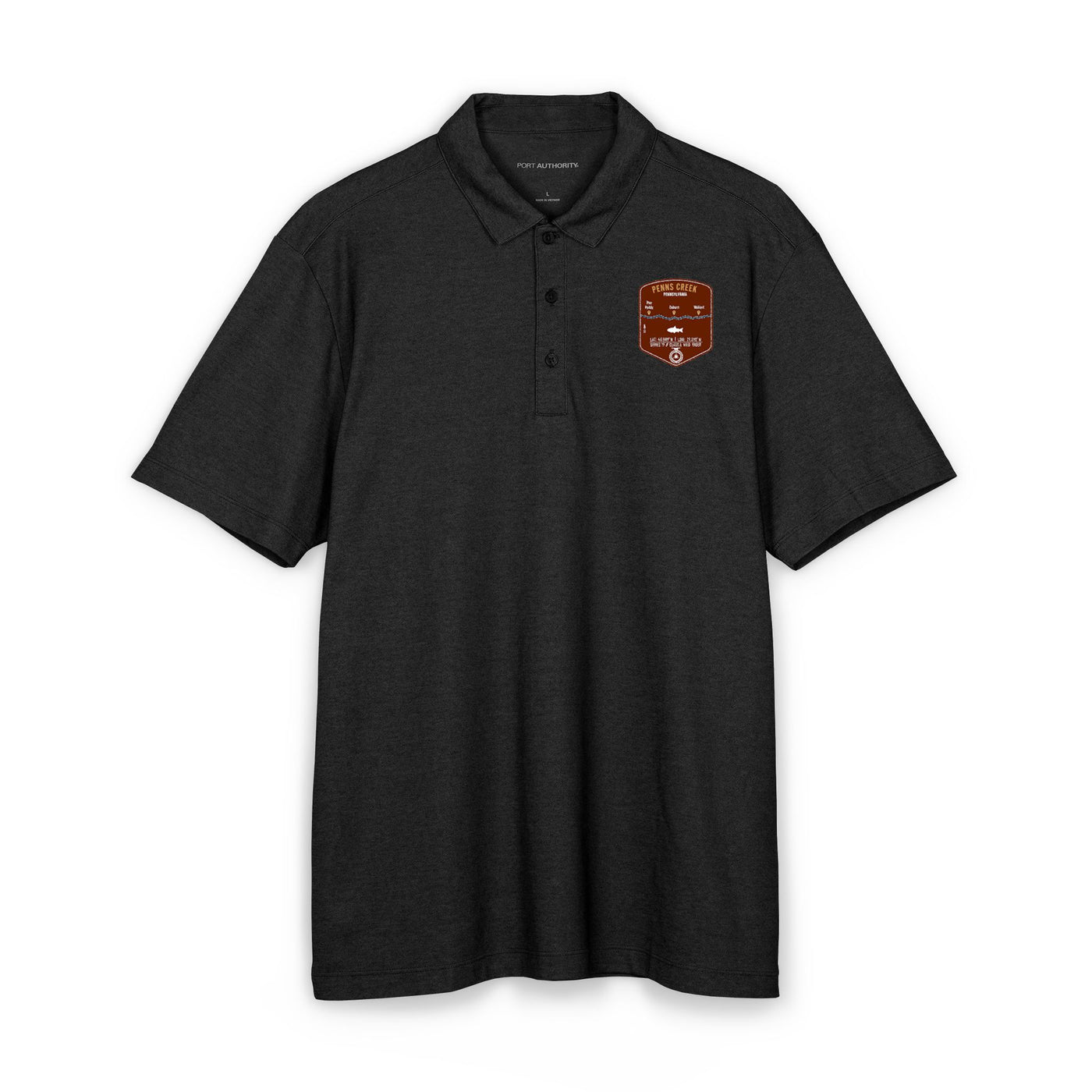 Penns Creek Fishing Map Polo | Port Authority® Fine Pique Blend