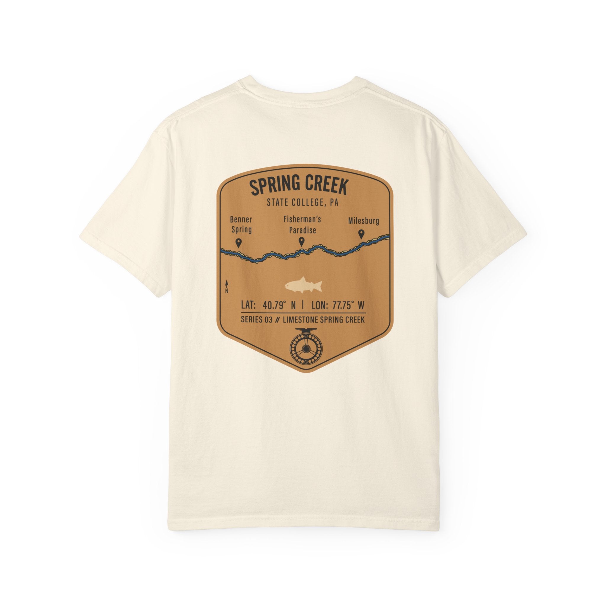 Spring Creek State College PA Fly Fishing T-Shirt - Fisherman's Paradise Trout Map Tee - Premium Pennsylvania Outdoor Apparel