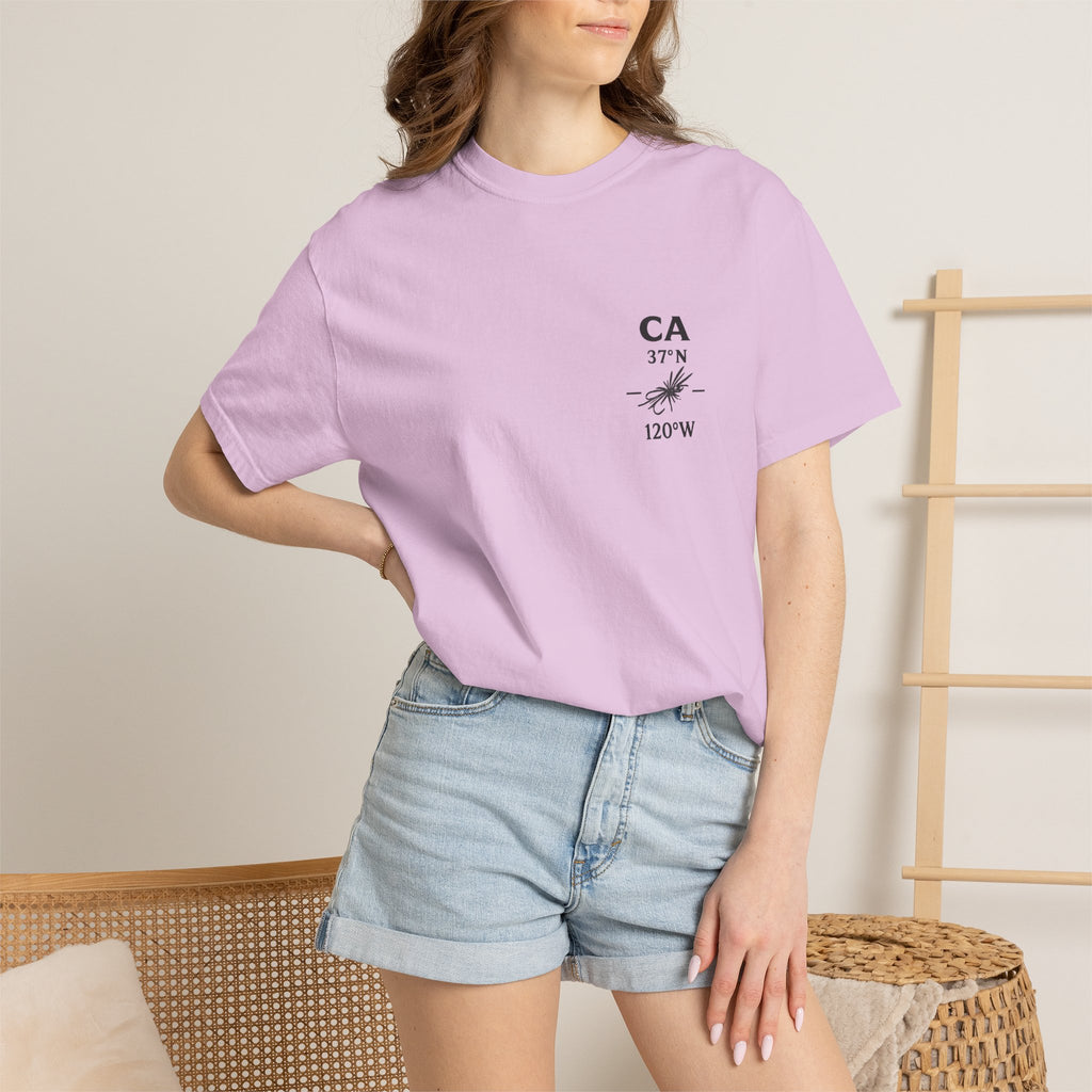 California - State Fly Fishing Badge — Rugged Cotton Tee