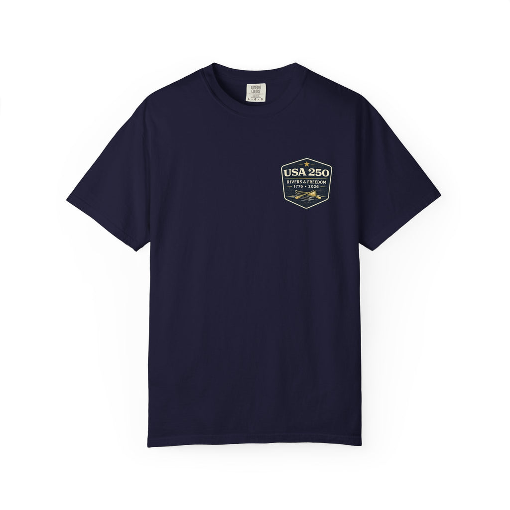 USA 250 River Heritage Light Color Back Badge Rugged Cotton Tee