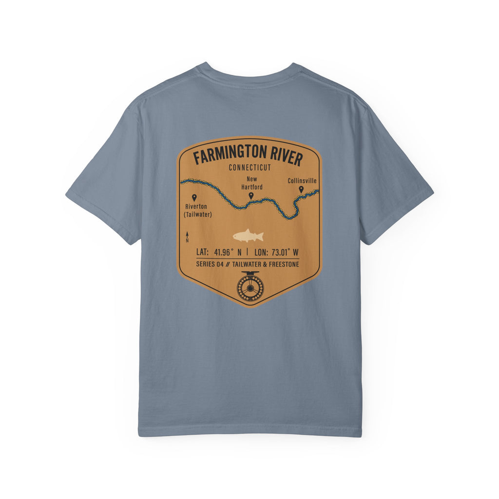 Farmington River Connecticut Fly Fishing T-Shirt - Vintage Trout Angler Map Tee - Tailwater & Freestone Series