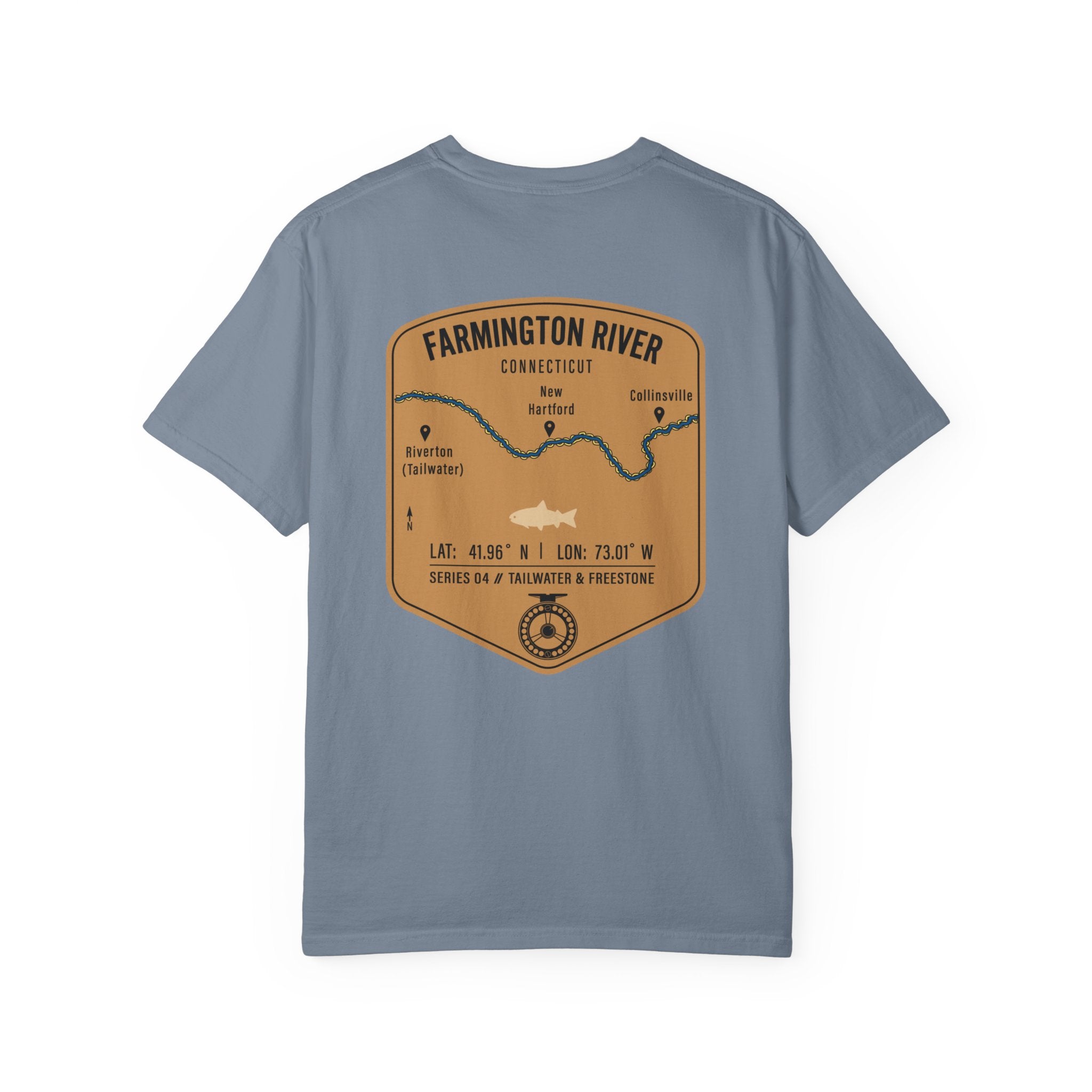 Farmington River Connecticut Fly Fishing T-Shirt - Vintage Trout Angler Map Tee - Tailwater & Freestone Series