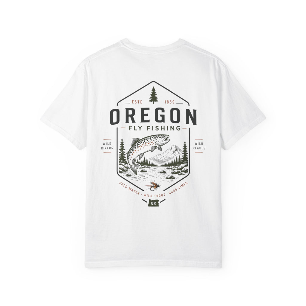 Oregon - State Fly Fishing Badge — Rugged Cotton Tee