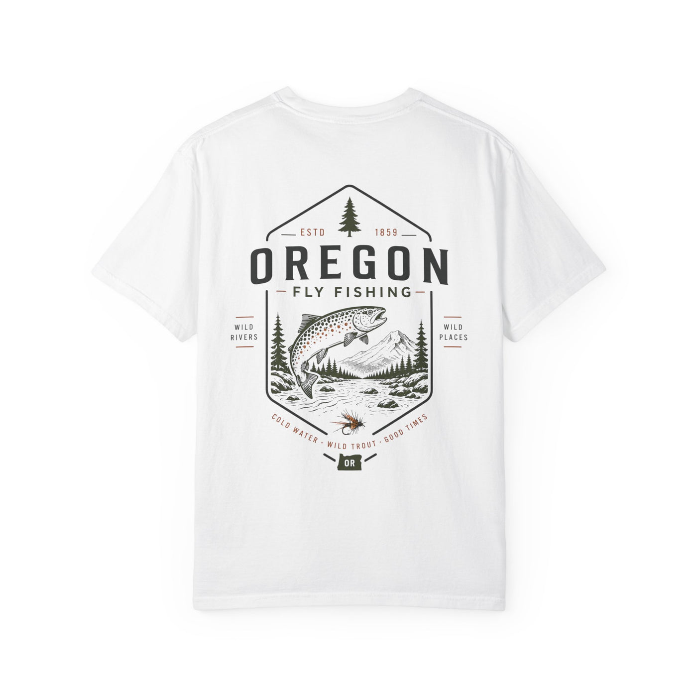 Oregon - State Fly Fishing Badge — Rugged Cotton Tee