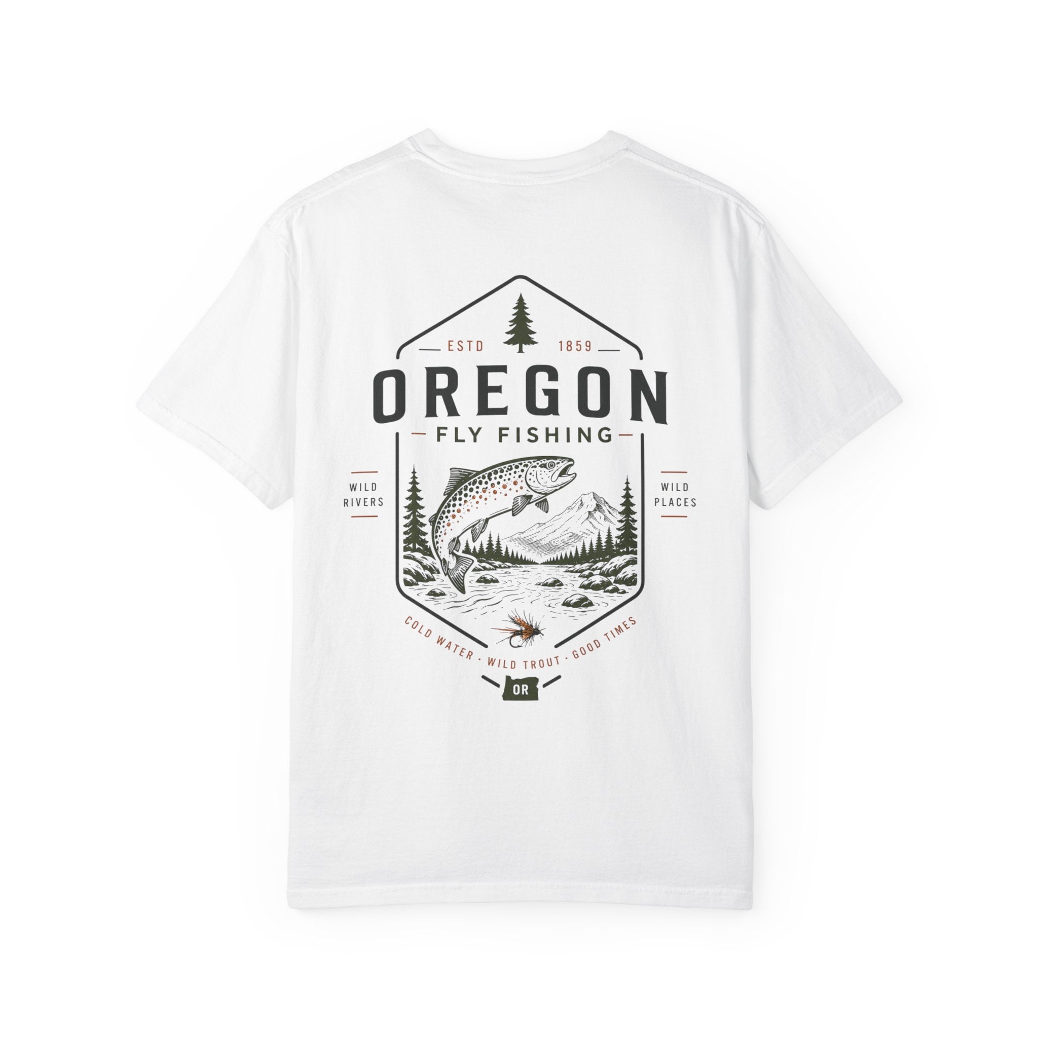 Oregon - State Fly Fishing Badge — Rugged Cotton Tee