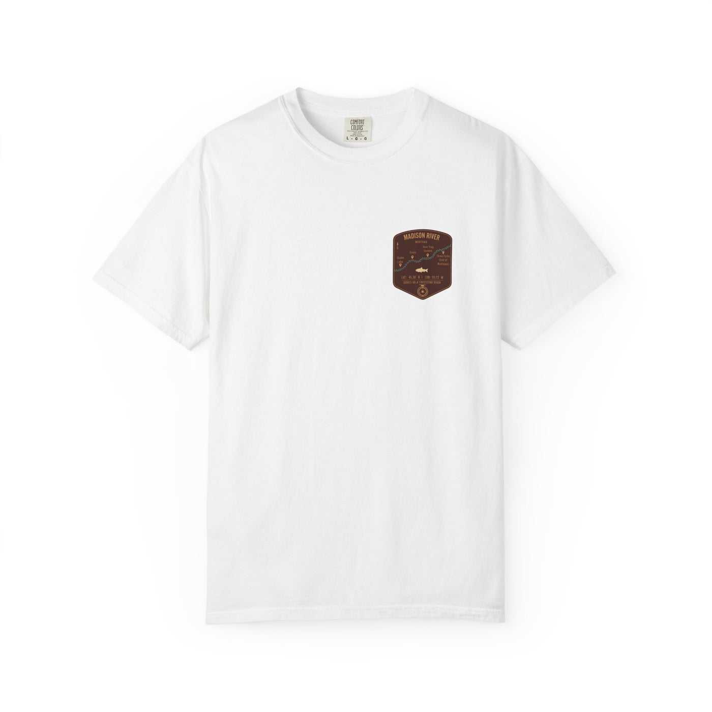 Madison River Fishing Map Pocket-Size Patch — Rugged Cotton Tee