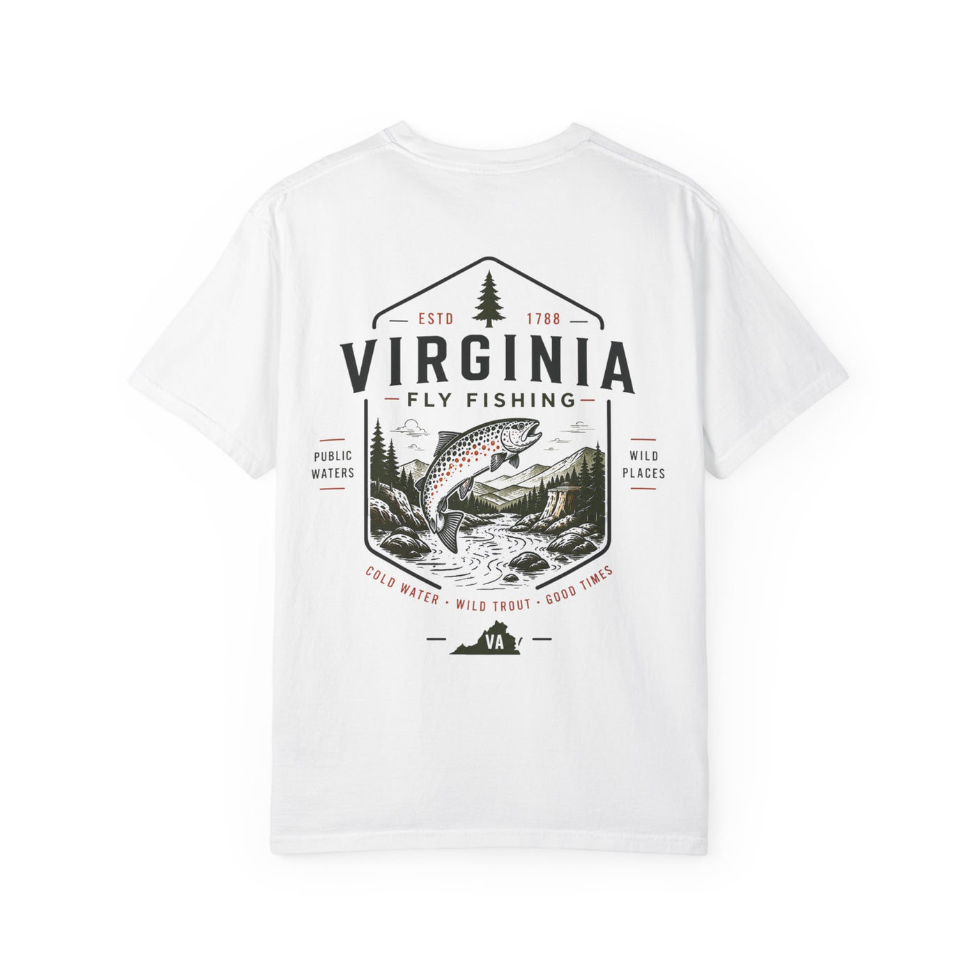 Virginia - State Fly Fishing Badge — Rugged Cotton Tee