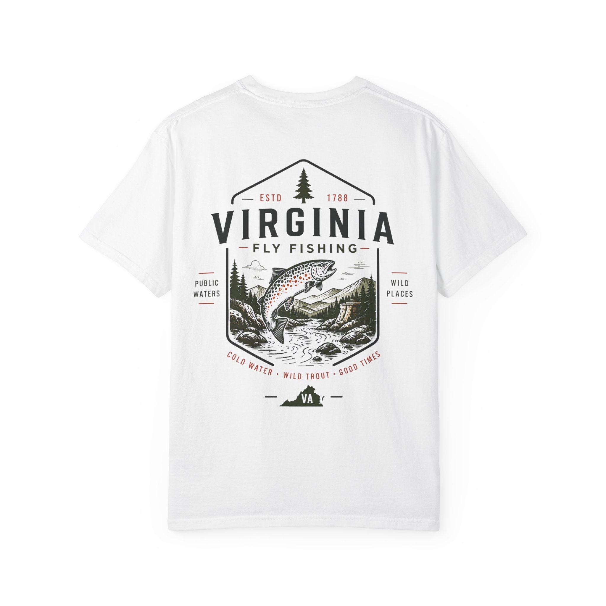 Virginia - State Fly Fishing Badge — Rugged Cotton Tee