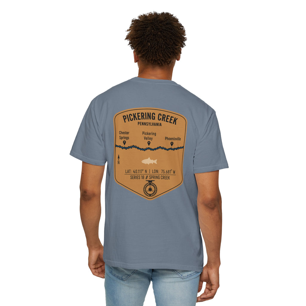 Pickering Creek Pennsylvania Fly Fishing T-Shirt - Chester Springs Phoenixville PA Angler Gift - Vintage Badge Tee