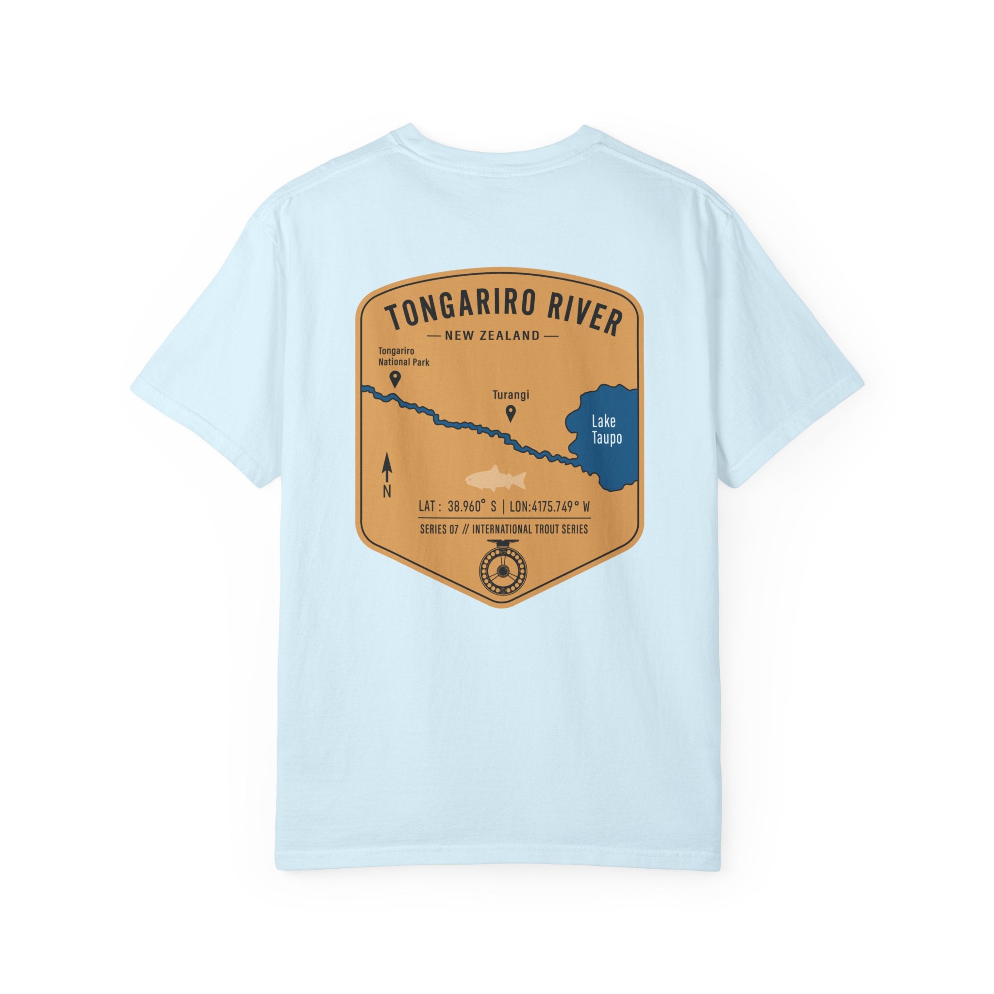 Tongariro River New Zealand Fly Fishing T-Shirt - Vintage Trout Fishing Map Tee for Anglers - Turangi Lake Taupo Souvenir