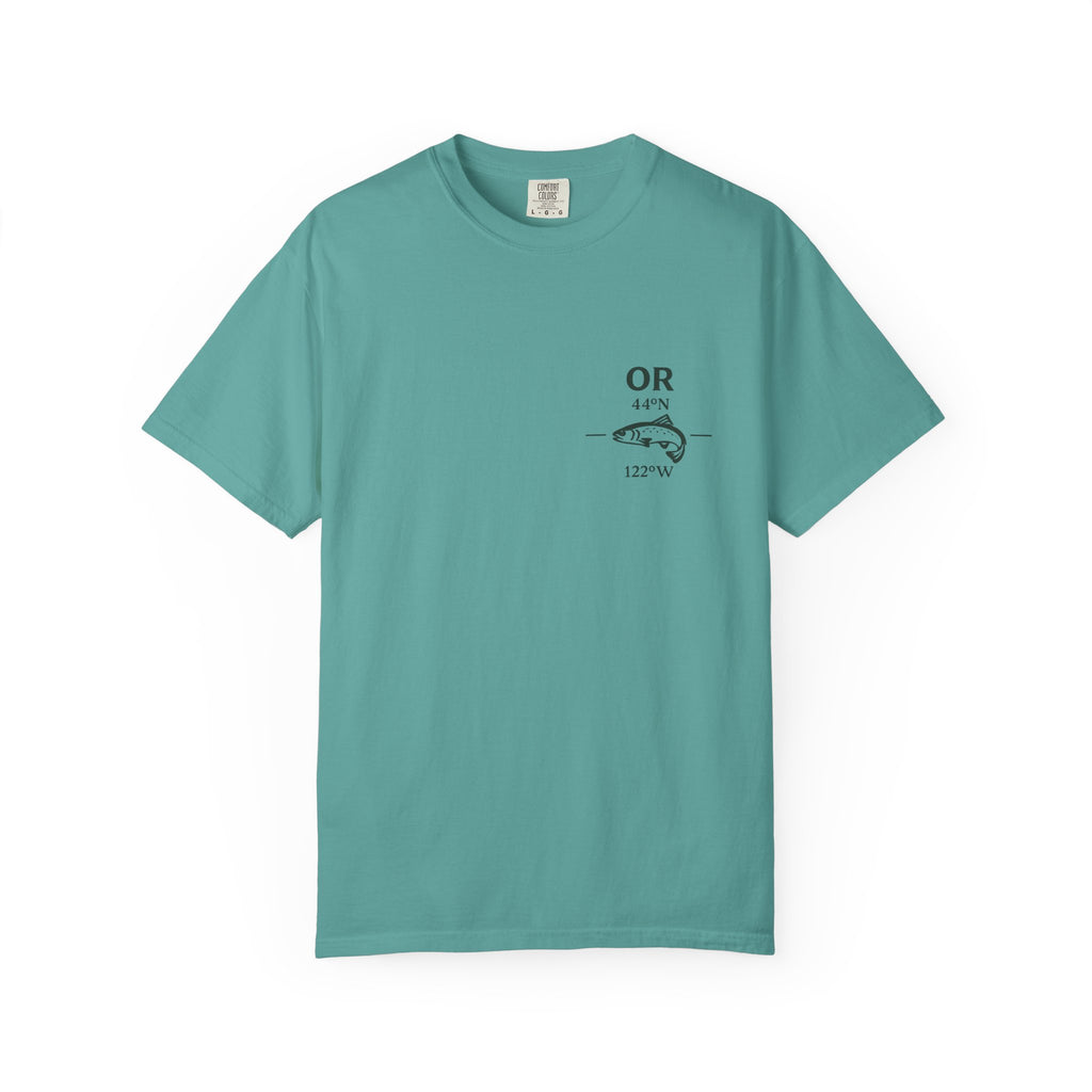 Deschutes River Oregon Fly Fishing T-Shirt - Vintage Trout Angler Map Tee - Warm Springs & Trout Creek Adventure Apparel