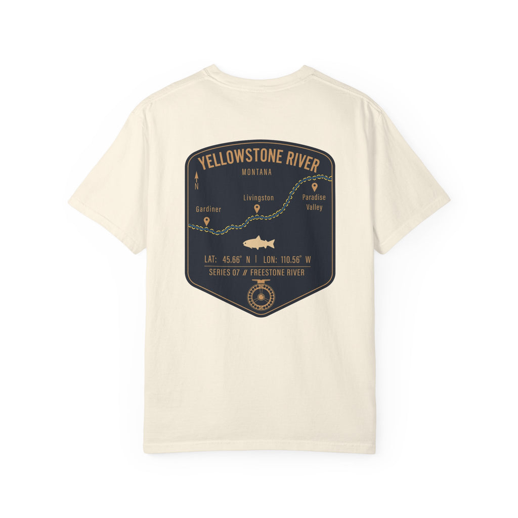 Yellowstone River Montana Fly Fishing T-Shirt - Premium Vintage Trout Map Graphic Tee for Anglers - Livingston & Paradise Valley