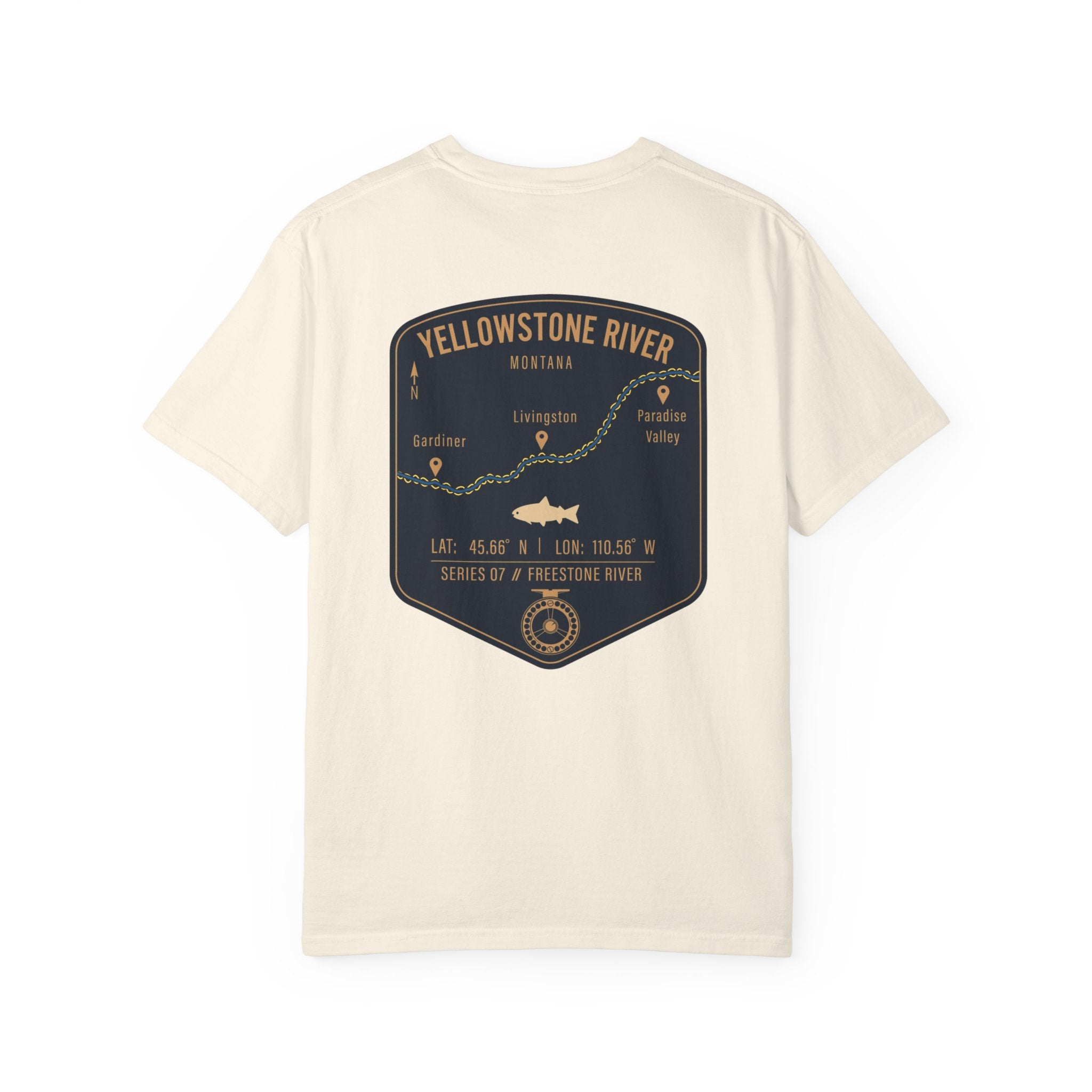Yellowstone River Montana Fly Fishing T-Shirt - Premium Vintage Trout Map Graphic Tee for Anglers - Livingston & Paradise Valley