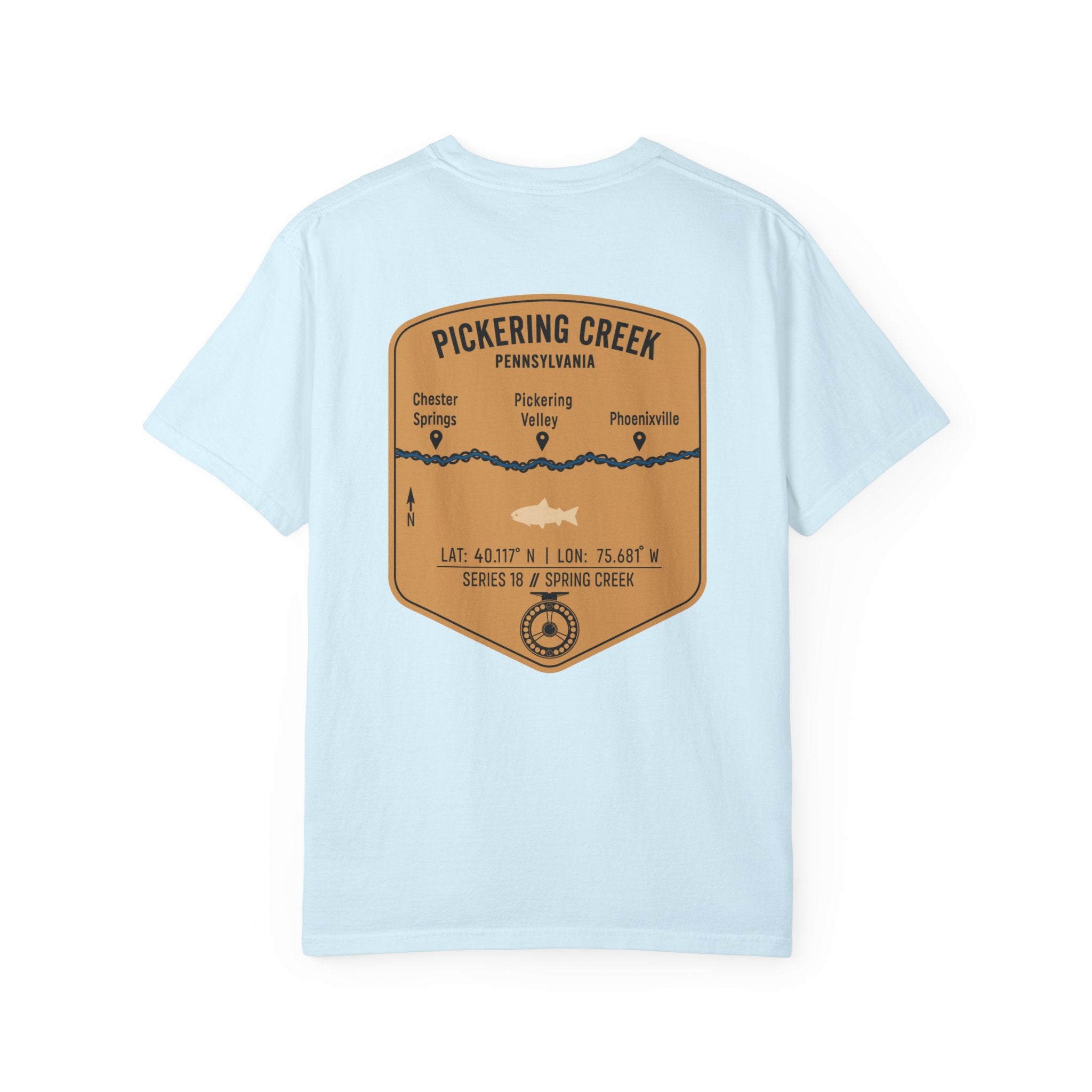 Pickering Creek Pennsylvania Fly Fishing T-Shirt - Chester Springs Phoenixville PA Angler Gift - Vintage Badge Tee