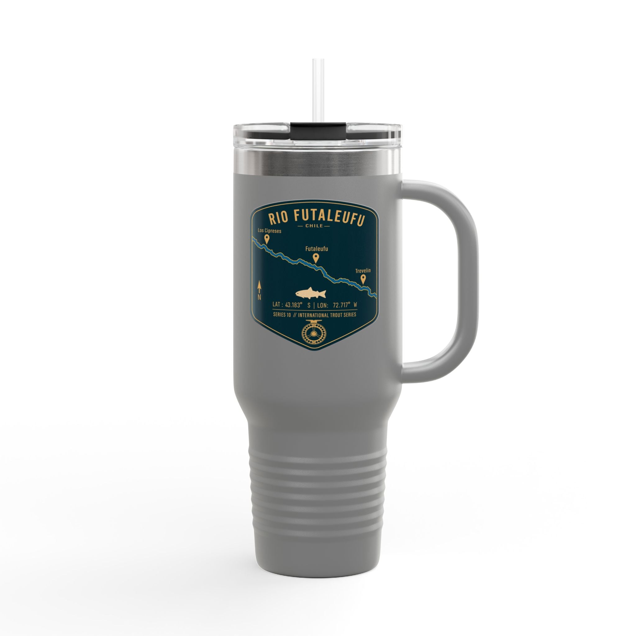 Rio Futaleufu Fishing Badge Travel Mug | 40oz Insulated Tumbler