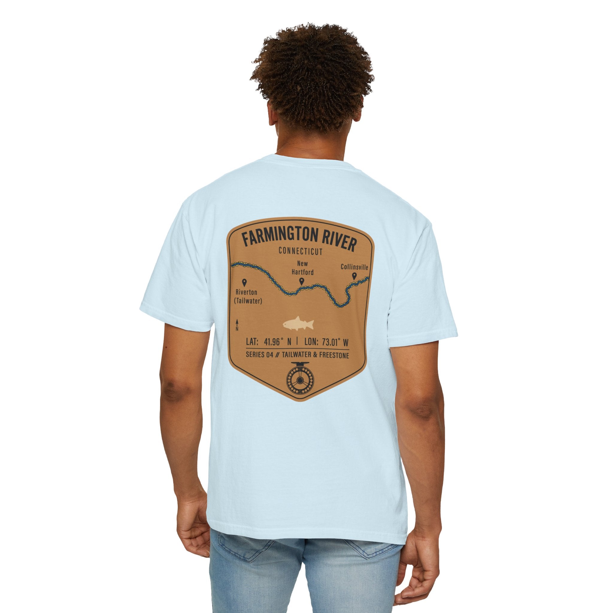 Farmington River Connecticut Fly Fishing T-Shirt - Vintage Trout Angler Map Tee - Tailwater & Freestone Series