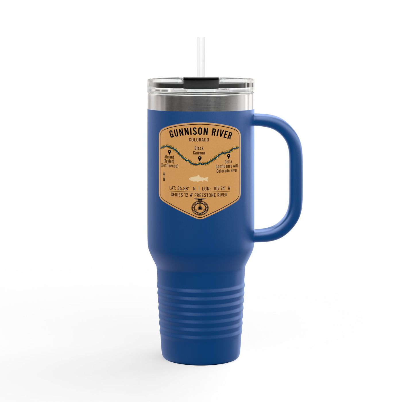 Gunnison River Fishing Badge Travel Mug | 40oz Insulated Tumbler