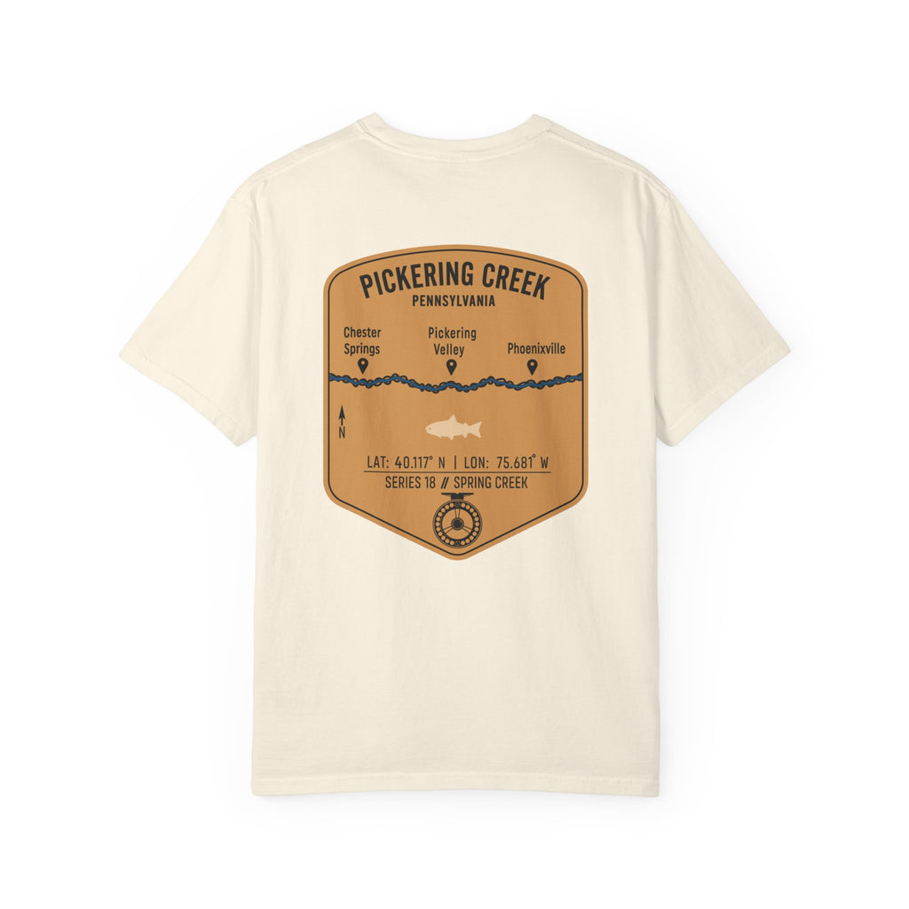 Pickering Creek Pennsylvania Fly Fishing T-Shirt - Chester Springs Phoenixville PA Angler Gift - Vintage Badge Tee