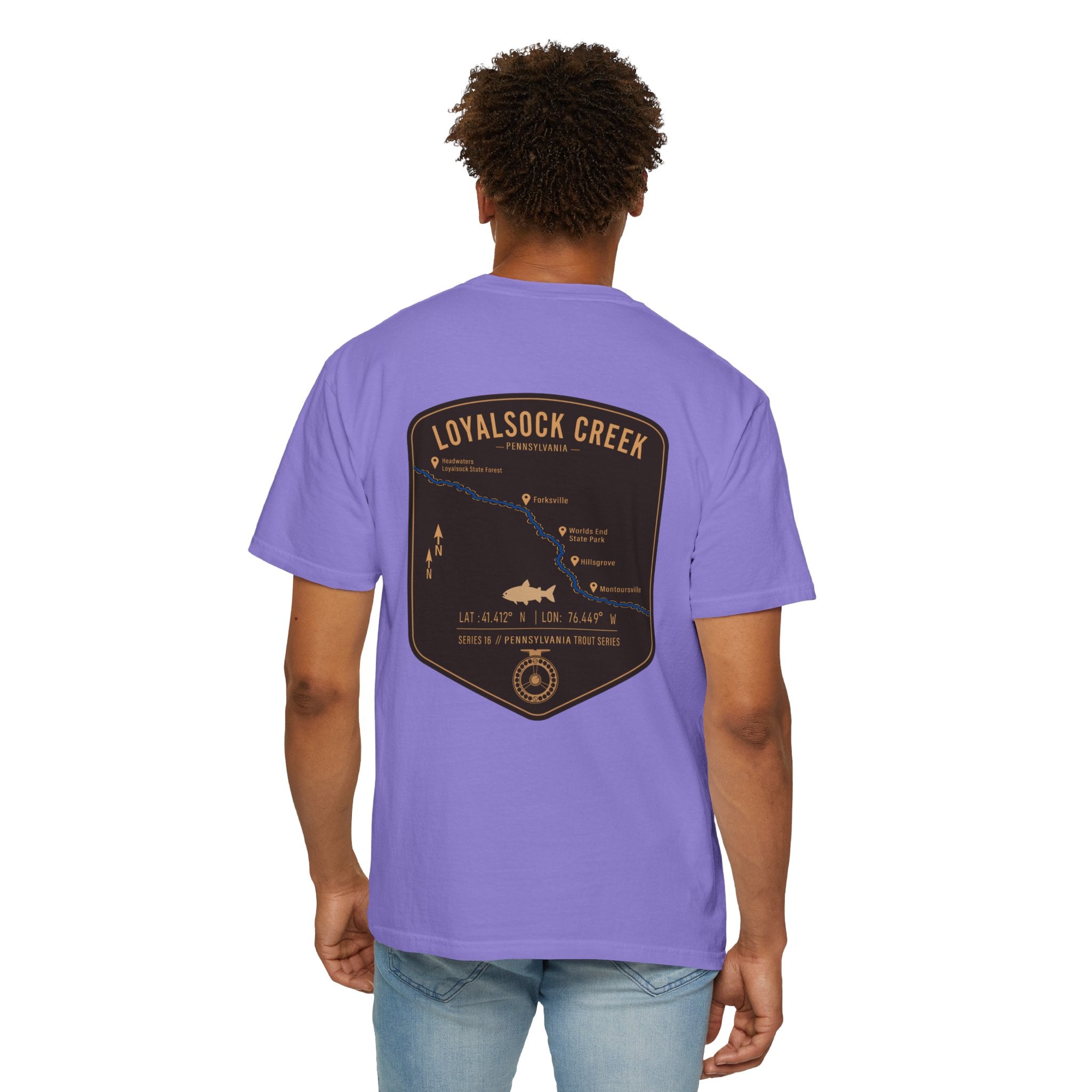 Loyalsock Creek Pennsylvania Fly Fishing T-Shirt - Vintage Trout Series Map Tee for Anglers and Outdoorsmen
