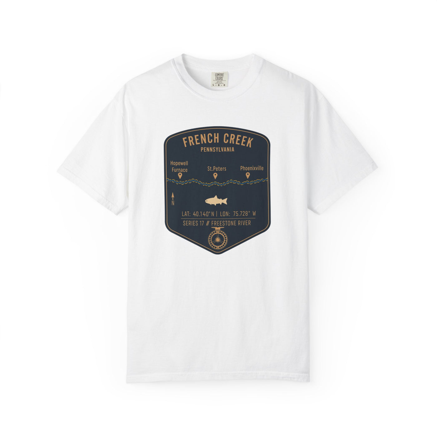French Creek Fishing Map | Rugged Cotton Trout Tee