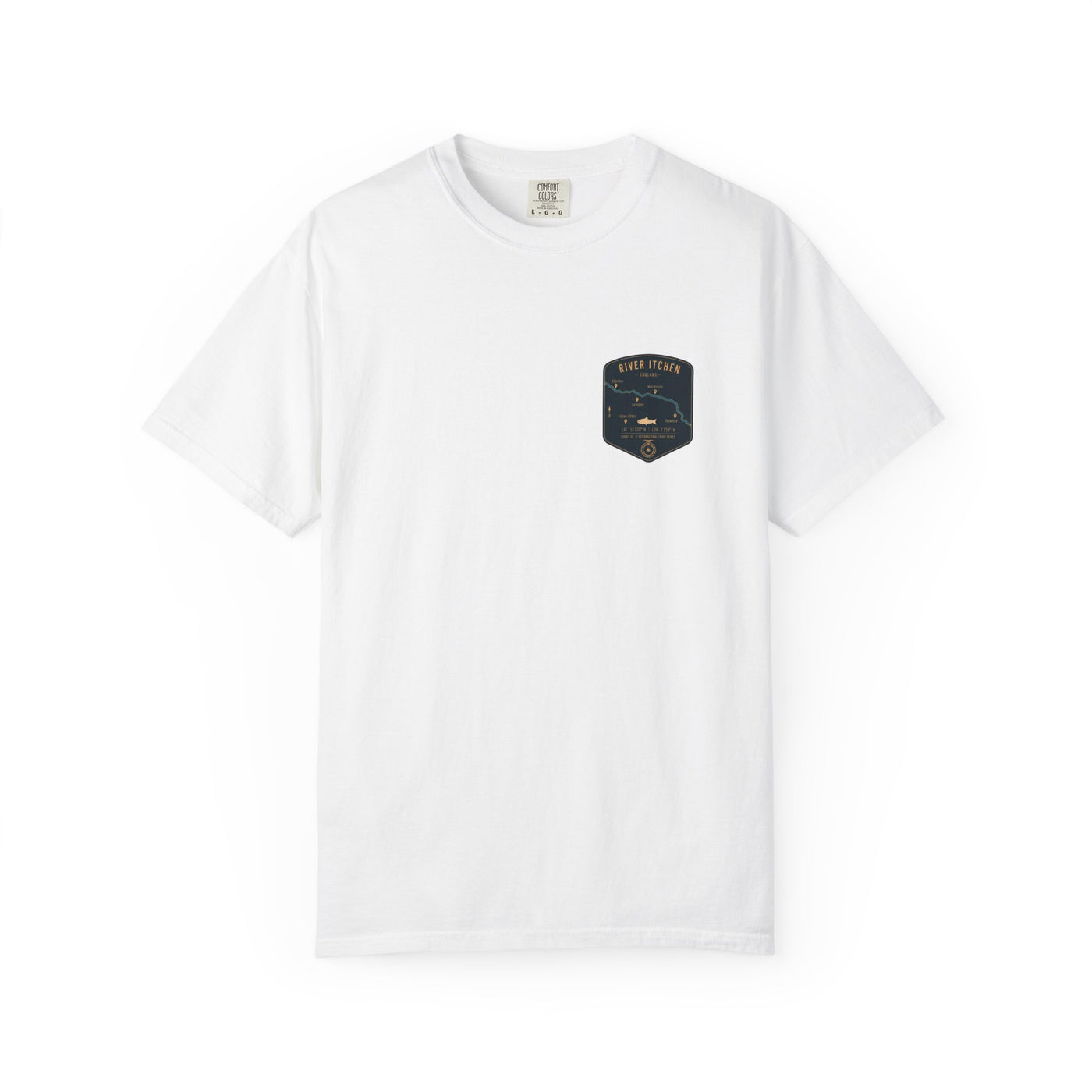 Global Series - River Itchen Fishing Map Pocket-Size Patch — Rugged Cotton Tee