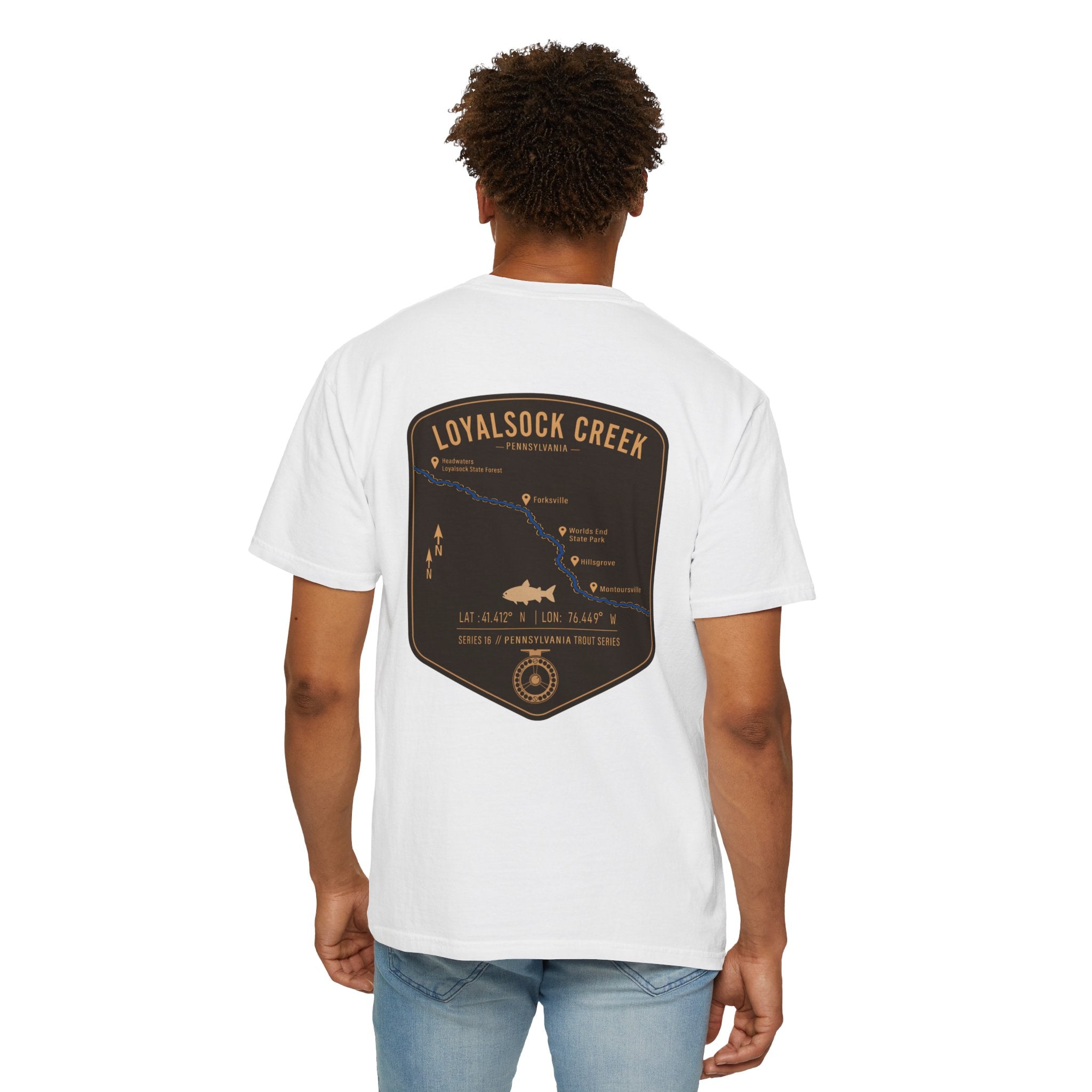 Loyalsock Creek Pennsylvania Fly Fishing T-Shirt - Vintage Trout Series Map Tee for Anglers and Outdoorsmen