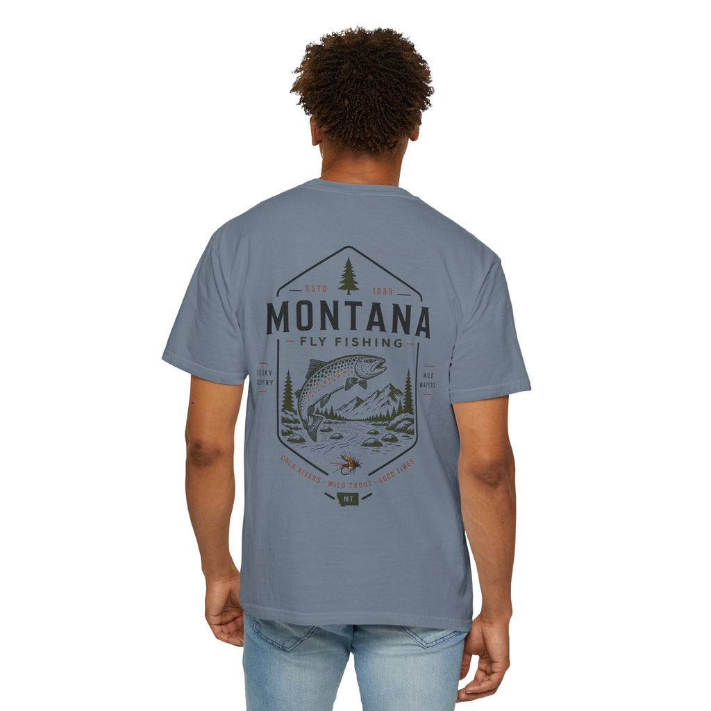 Montana - State Fly Fishing Badge — Rugged Cotton Tee
