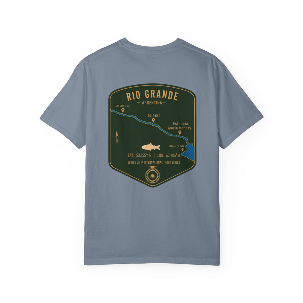 Rio Grande Argentina Fly Fishing T-Shirt - International Trout Series Map - Premium Angler Gift for Trout Fishermen