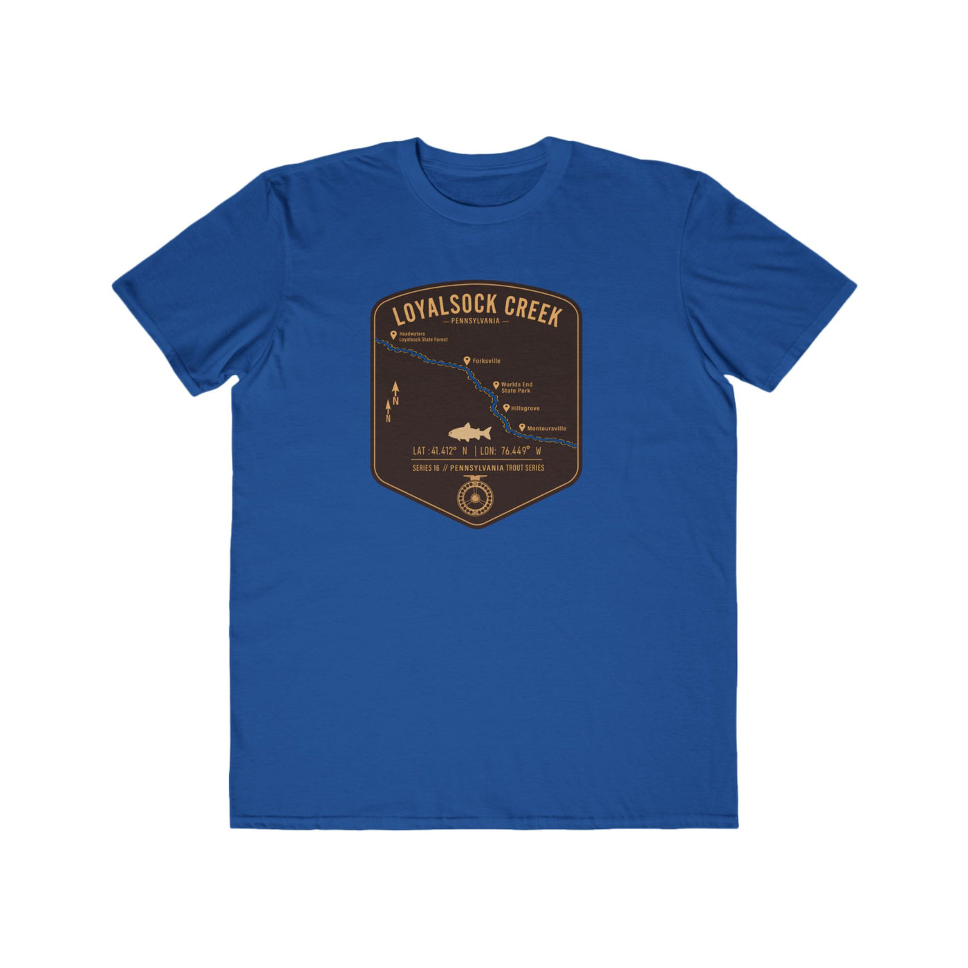 Loyalsock Creek PA Fishing Map | Lightweight Cotton Trout Tee