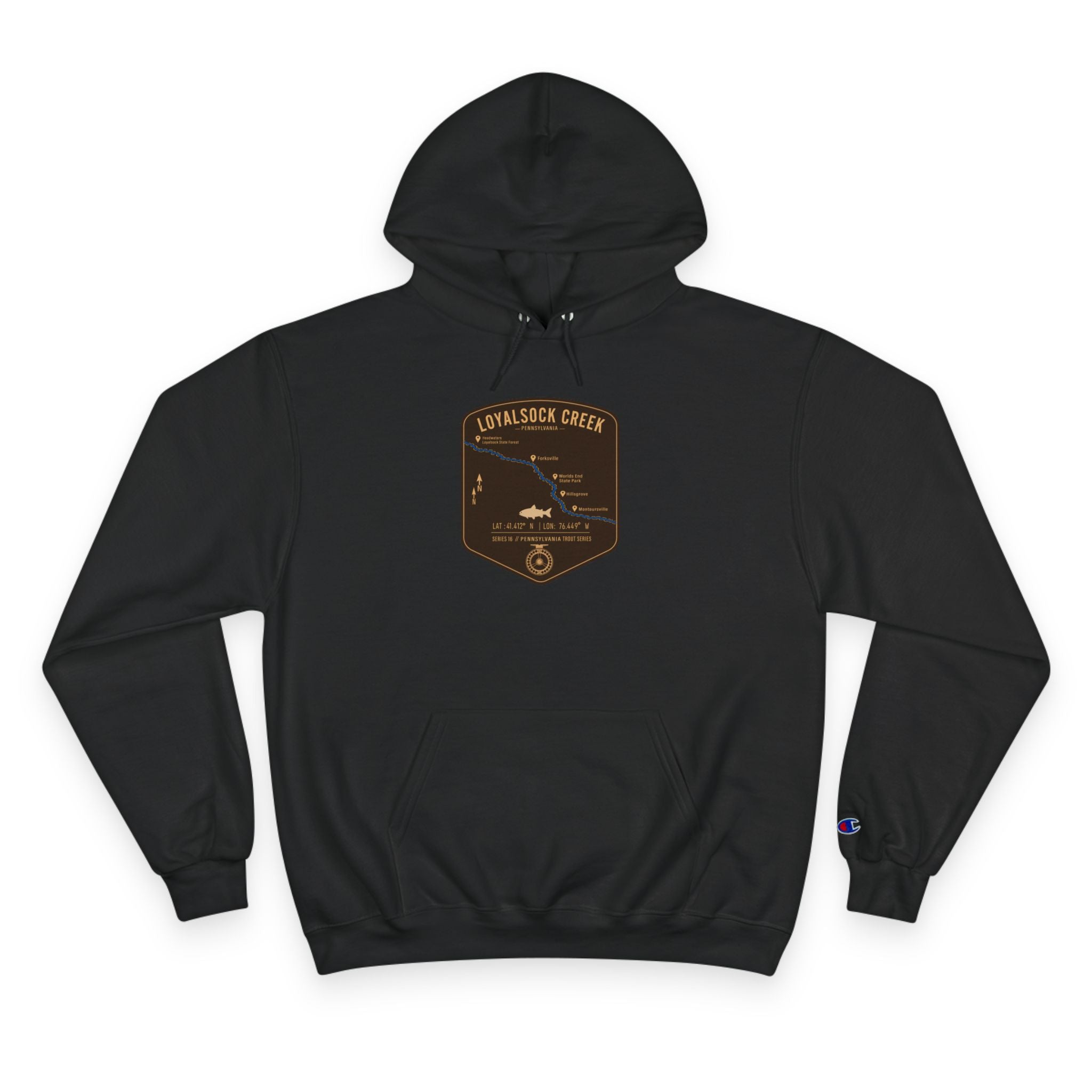 Loyalsock Creek PA Patch Graphic Hoodie | Outdoor Adventure