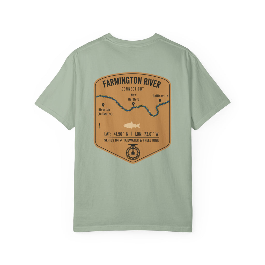 Farmington River Connecticut Fly Fishing T-Shirt - Vintage Trout Angler Map Tee - Tailwater & Freestone Series