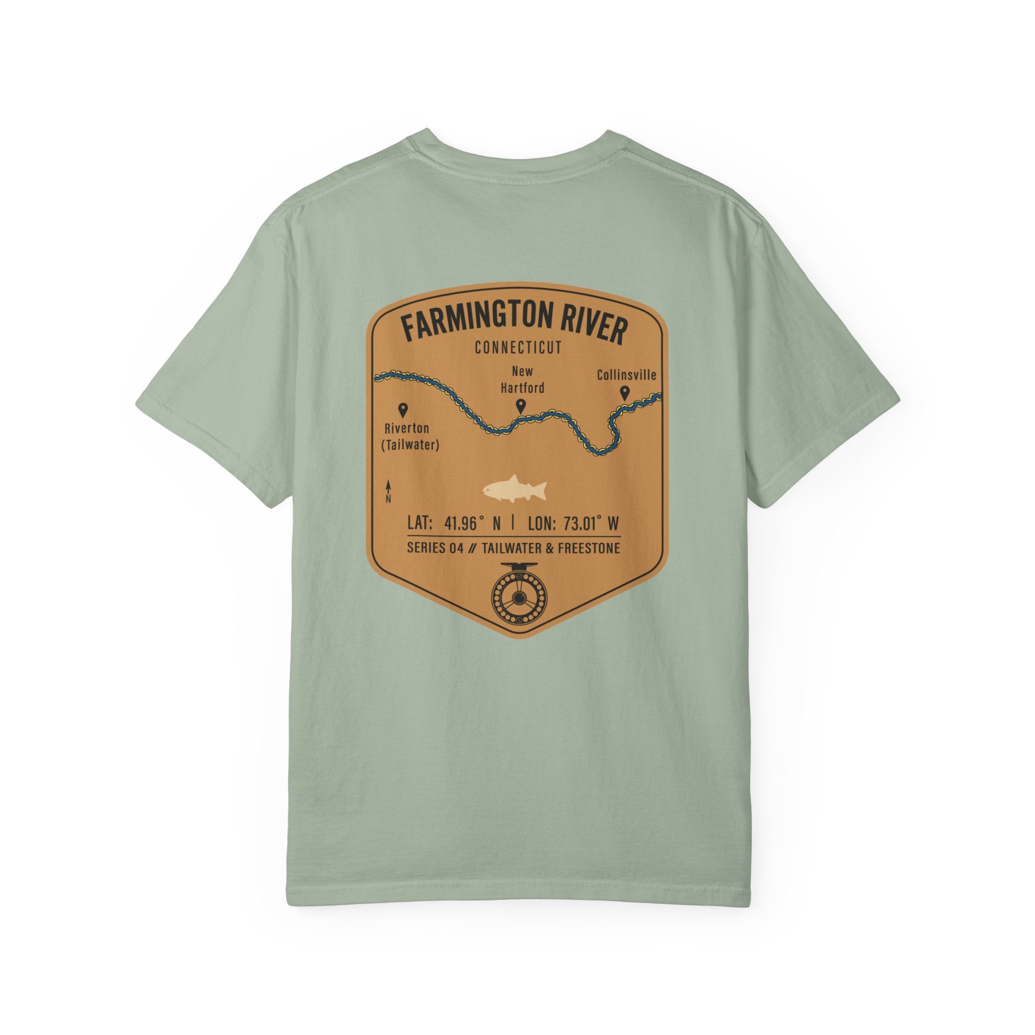 Farmington River Connecticut Fly Fishing T-Shirt - Vintage Trout Angler Map Tee - Tailwater & Freestone Series
